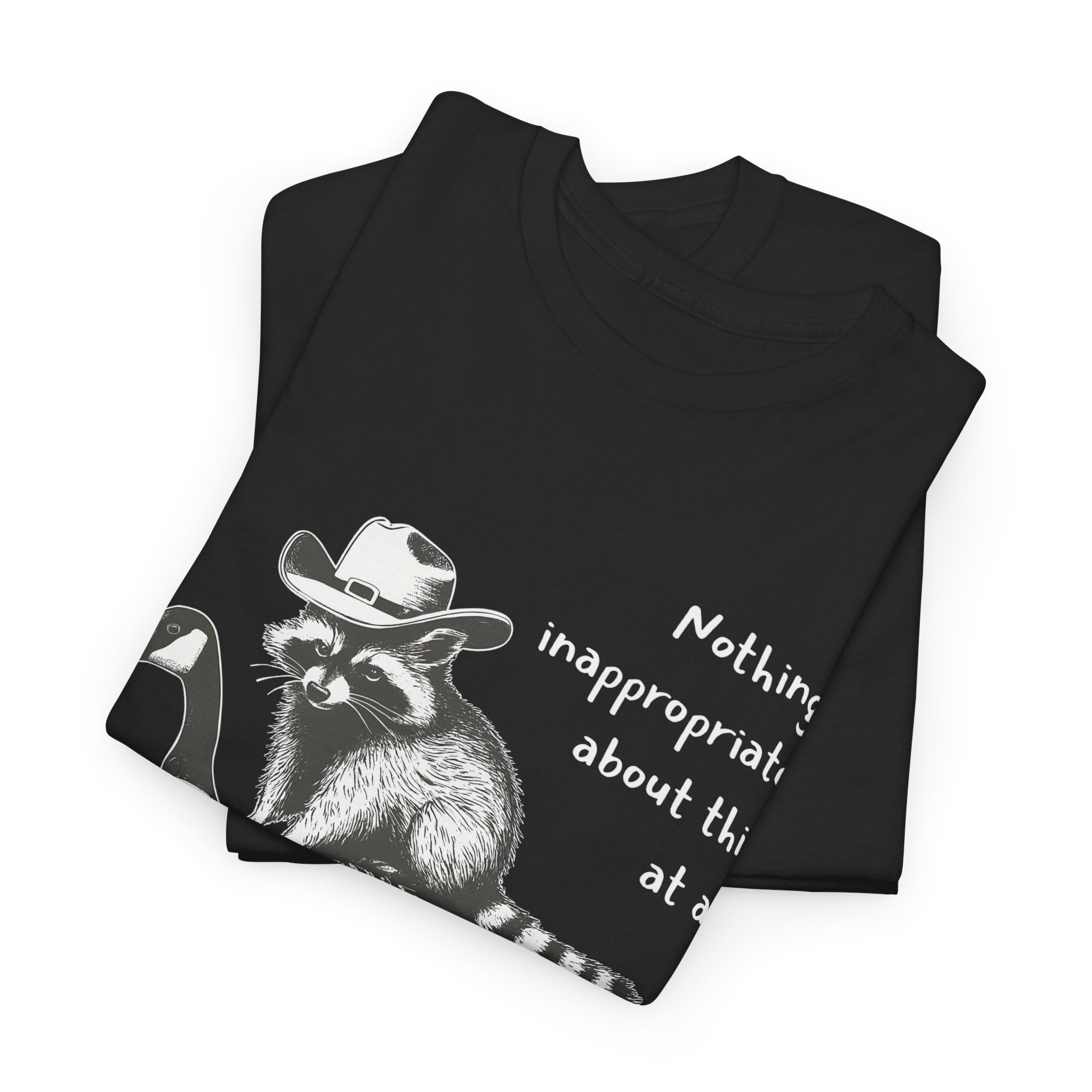 Cowboy Raccoon Goose Ride Tee | Funny Workplace Graphic Shirt