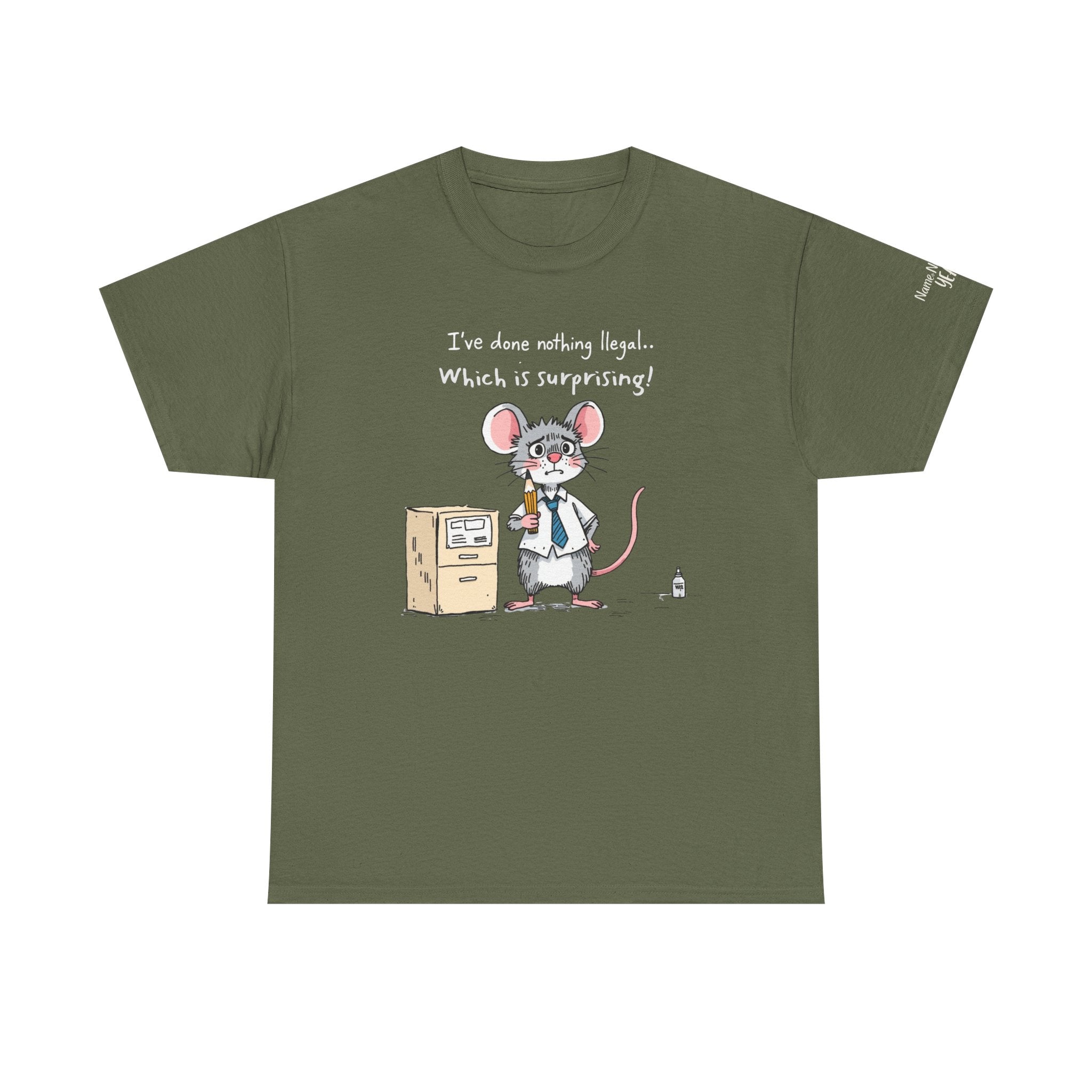 Funny Office Mouse T-Shirt | “I’ve Done Nothing Illegal” Work Humor Tee