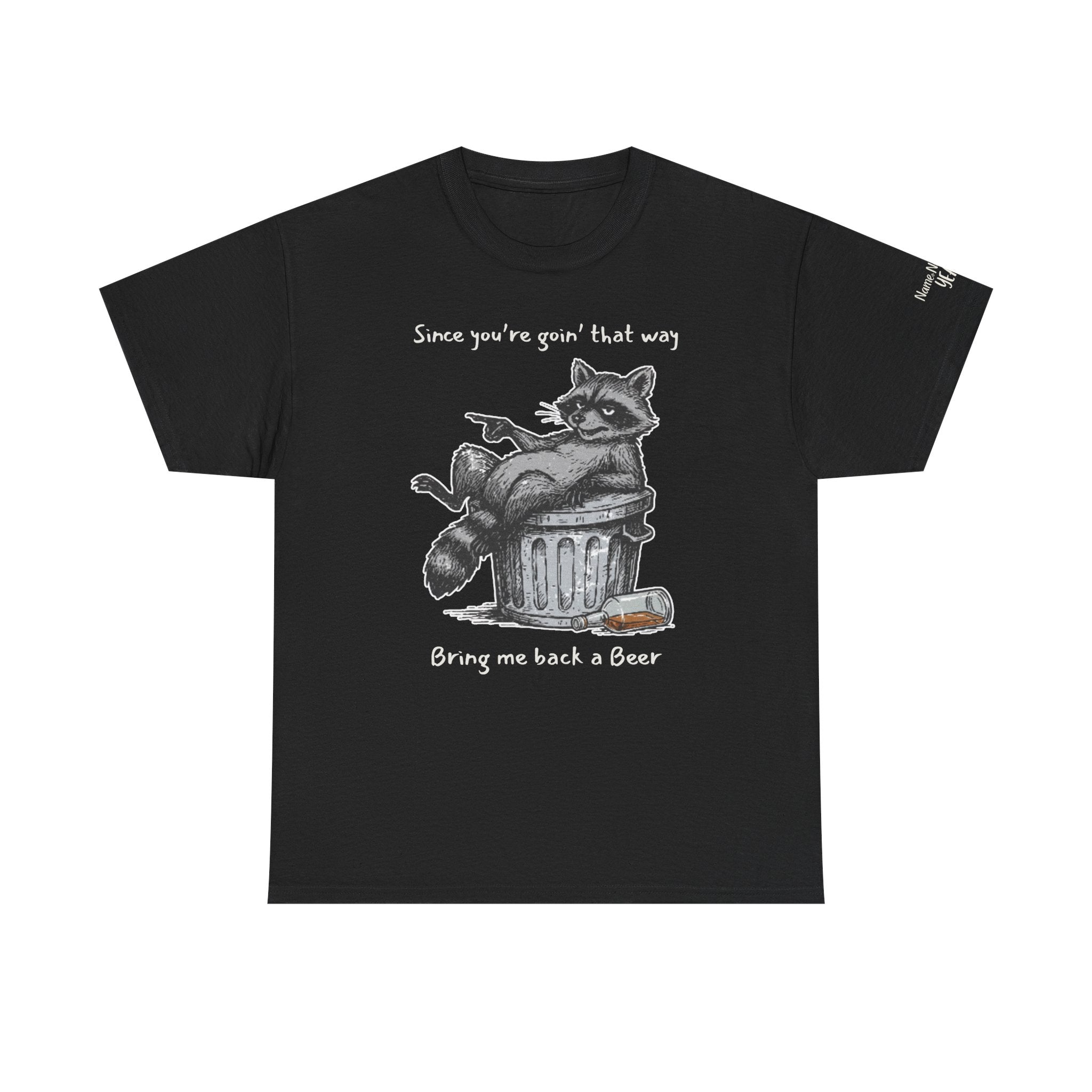 Funny Raccoon T-Shirt – Life POV Garbage Can Humor – Custom Sleeve Option