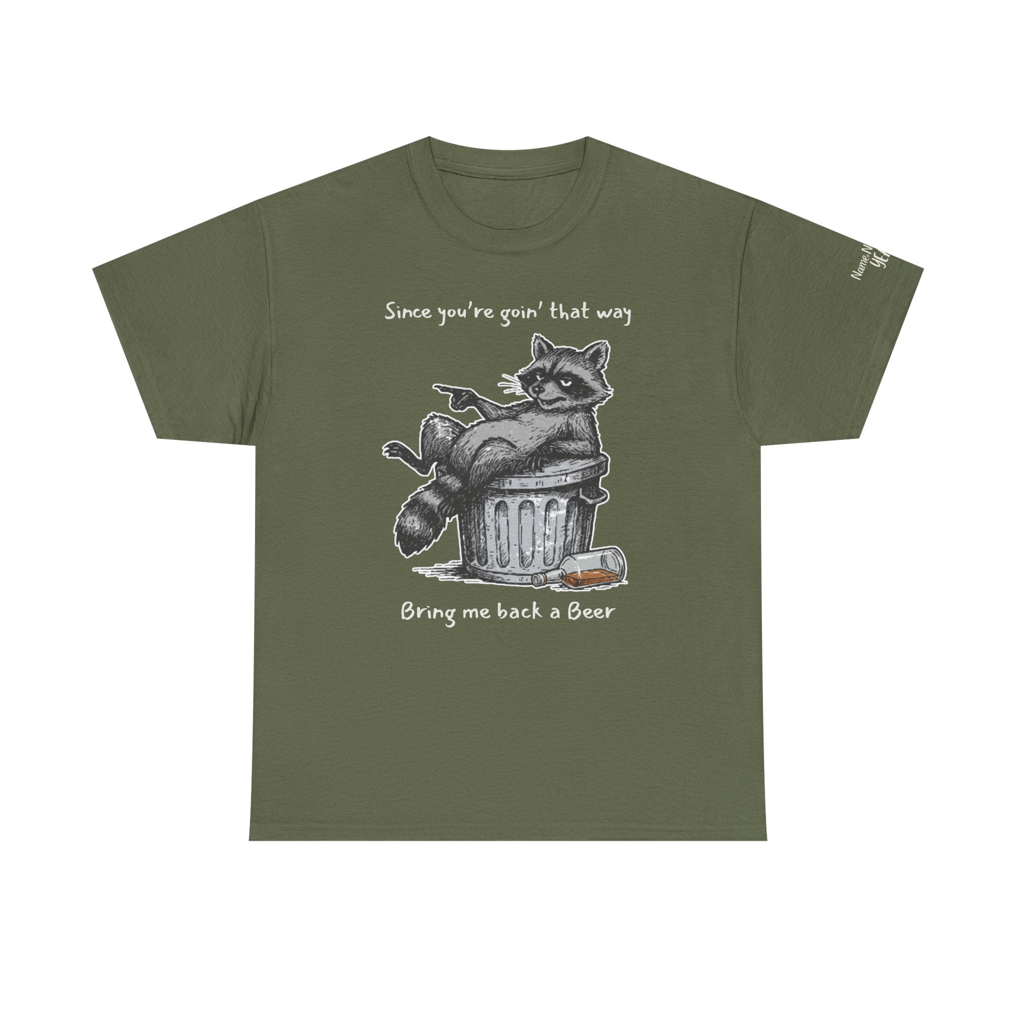 Funny Raccoon T-Shirt – Life POV Garbage Can Humor – Custom Sleeve Option