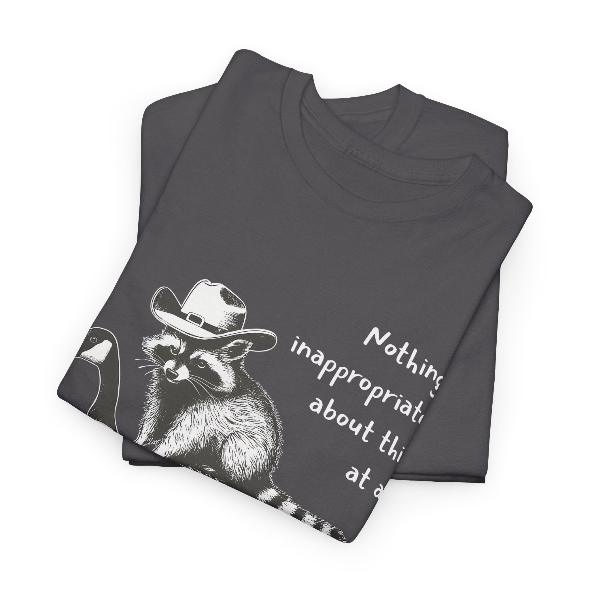 Cowboy Raccoon Goose Ride Tee | Funny Workplace Graphic Shirt