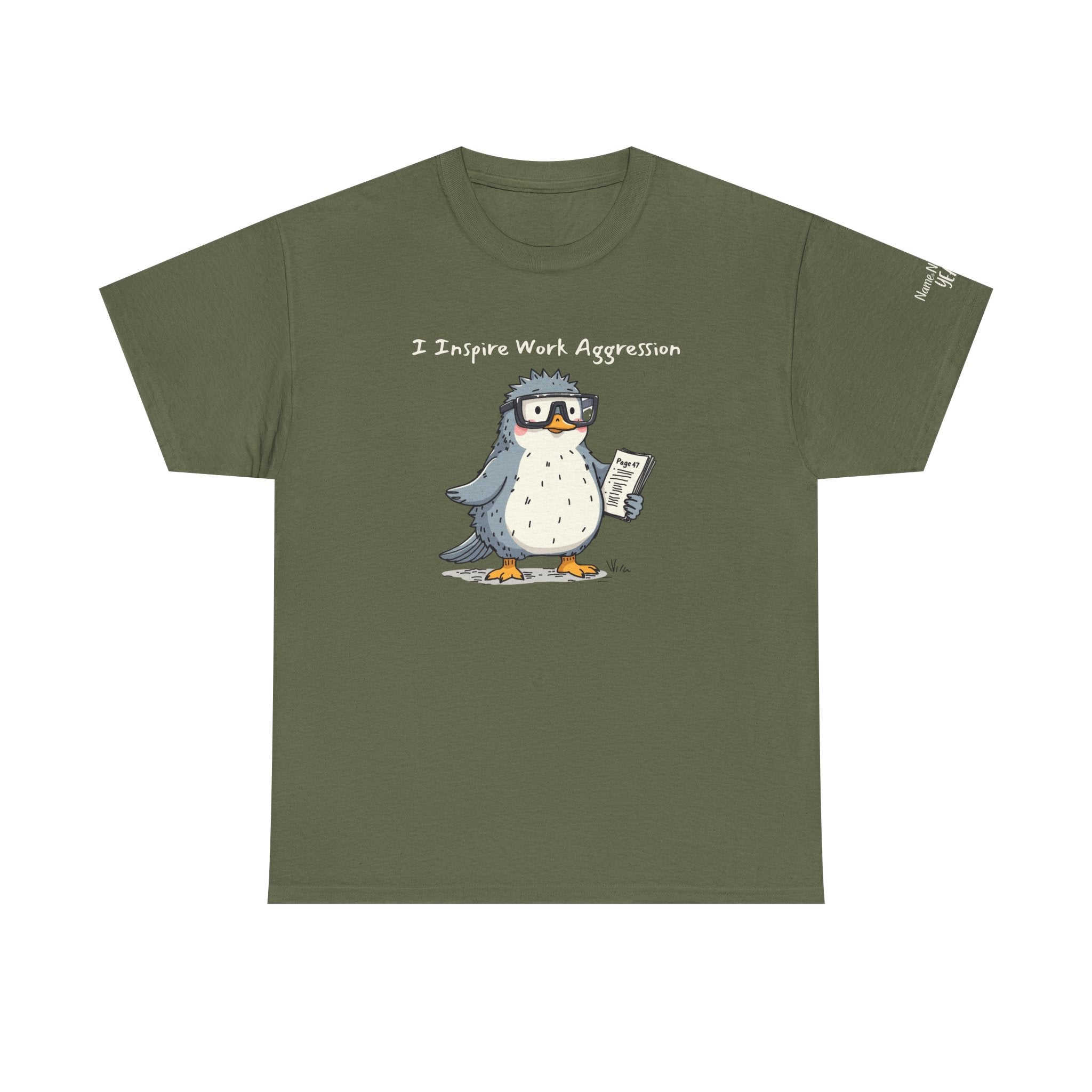 Funny Penguin T-Shirt | "I Inspire Work Aggression" | Sarcastic Office Humor Gift