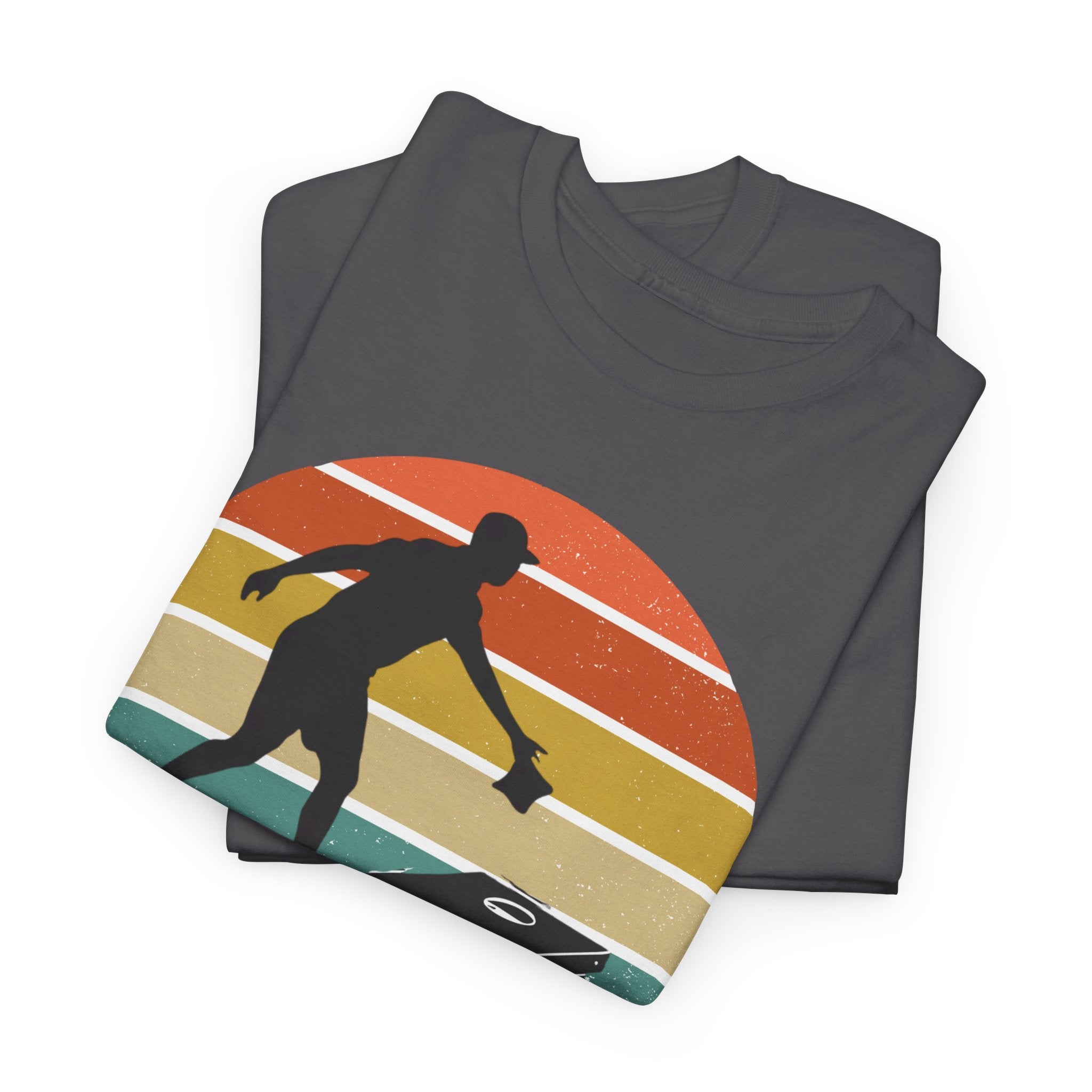 Personalized CornHole Tee Retro Sunset Design Add Custom Name Outdoor Lover Gift Get Together Shirt