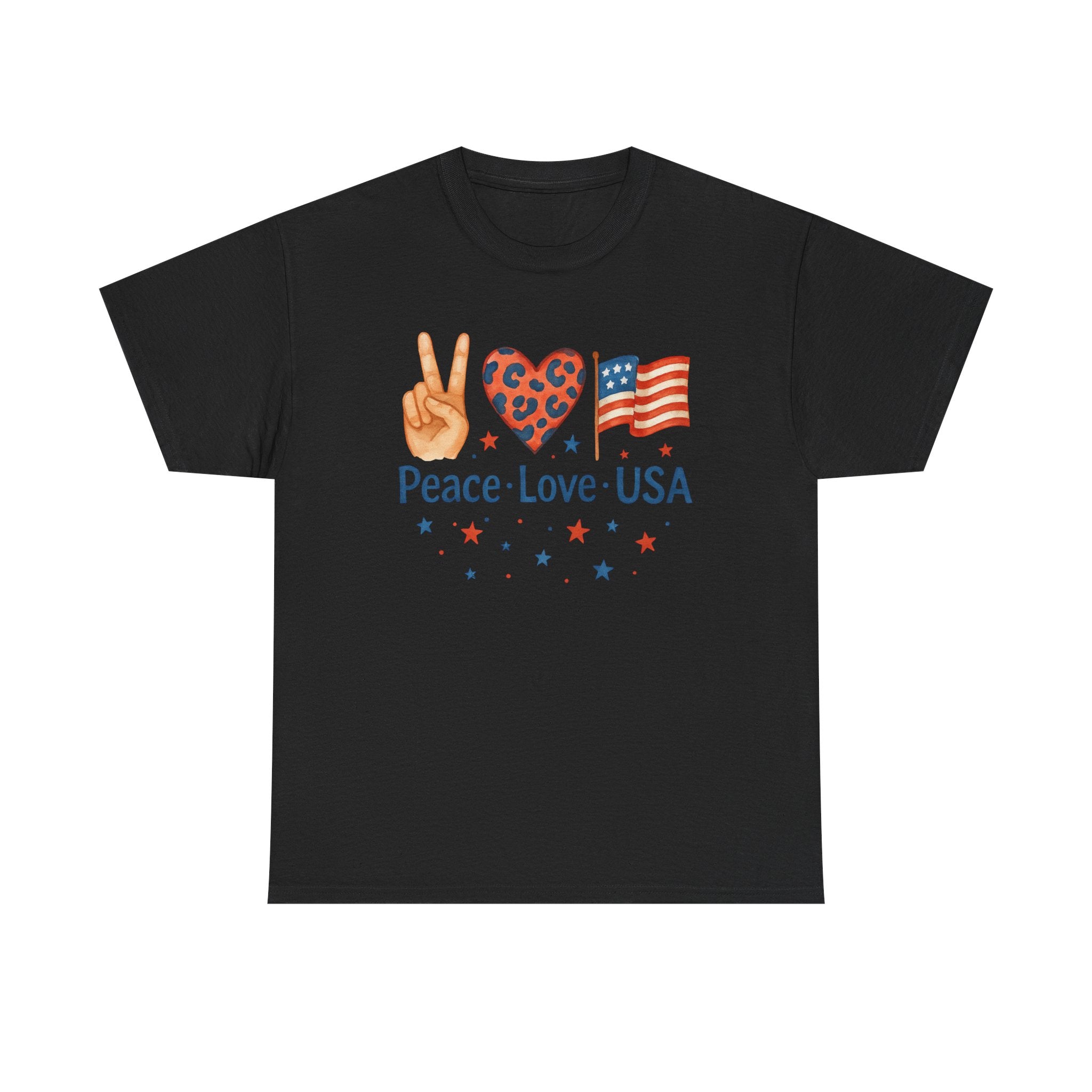 Peace Love USA Patriotic Watercolor Graphic 4th of July Shirt