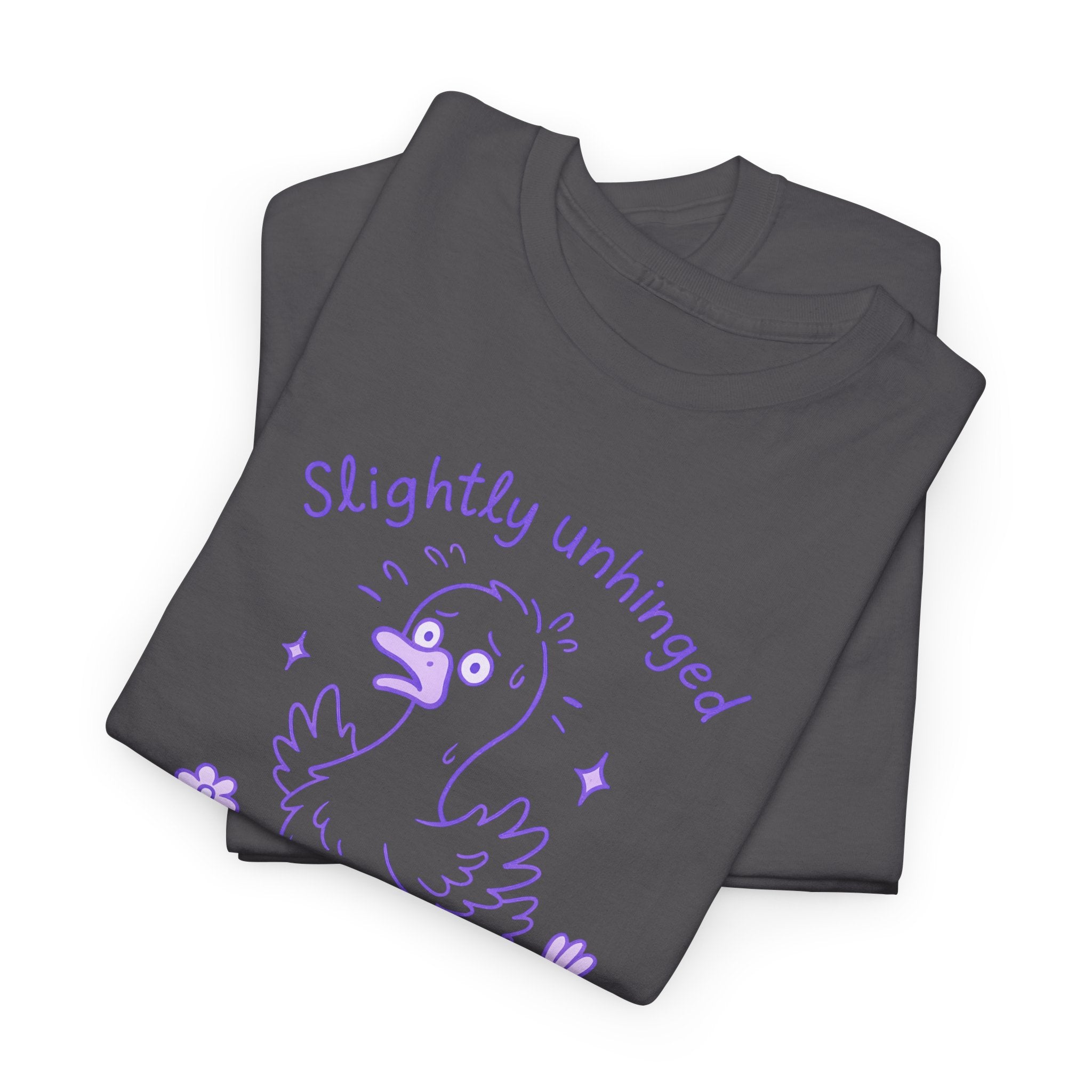 Slightly Unhinged and Freakin’ Goose T-Shirt – Chaotic Funny Animal Shirt with Custom Option, Unisex Tee, Humorous Graphic Shirt, Quirky Gift for Nature Lovers, Goose Lover Apparel