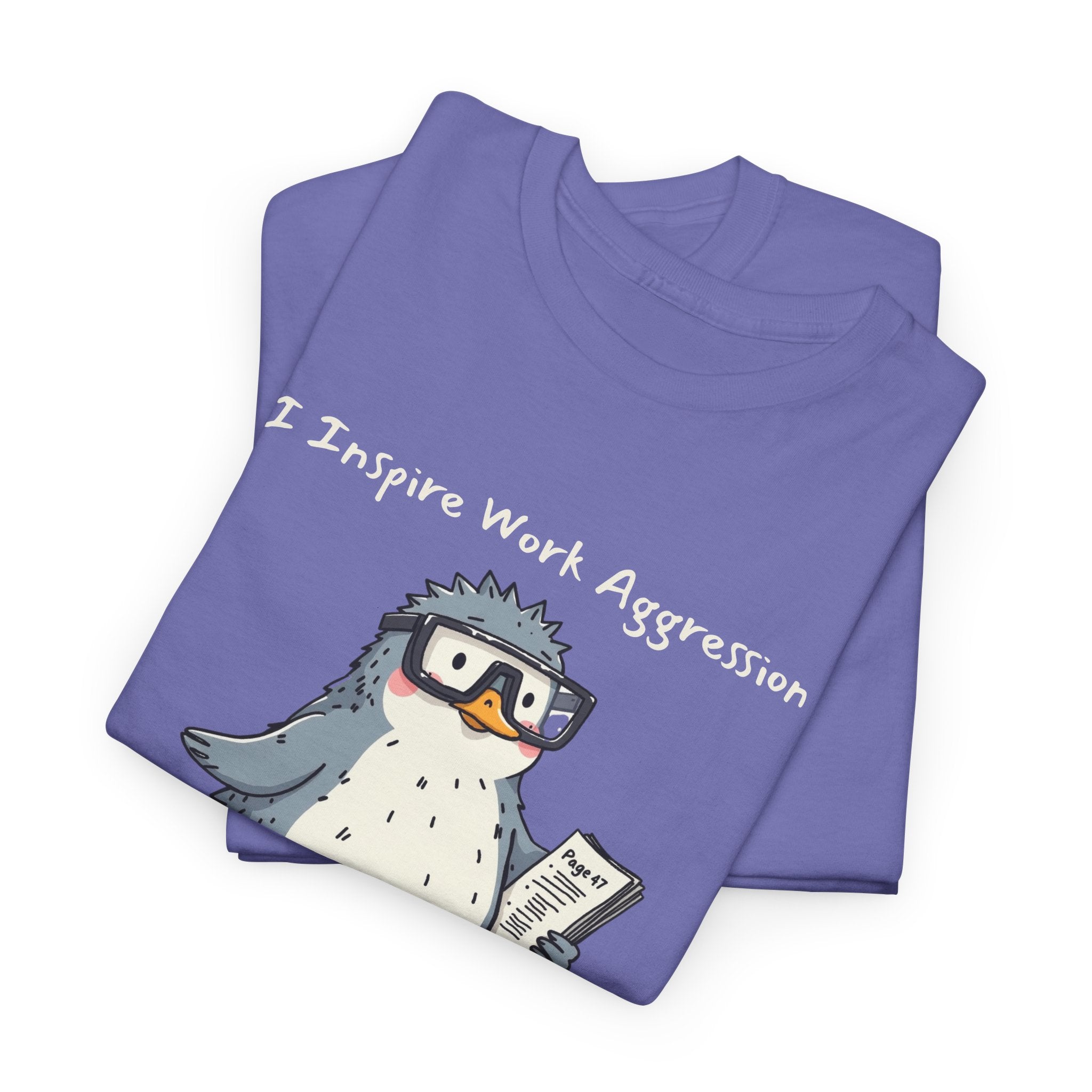 Funny Penguin T-Shirt | "I Inspire Work Aggression" | Sarcastic Office Humor Gift