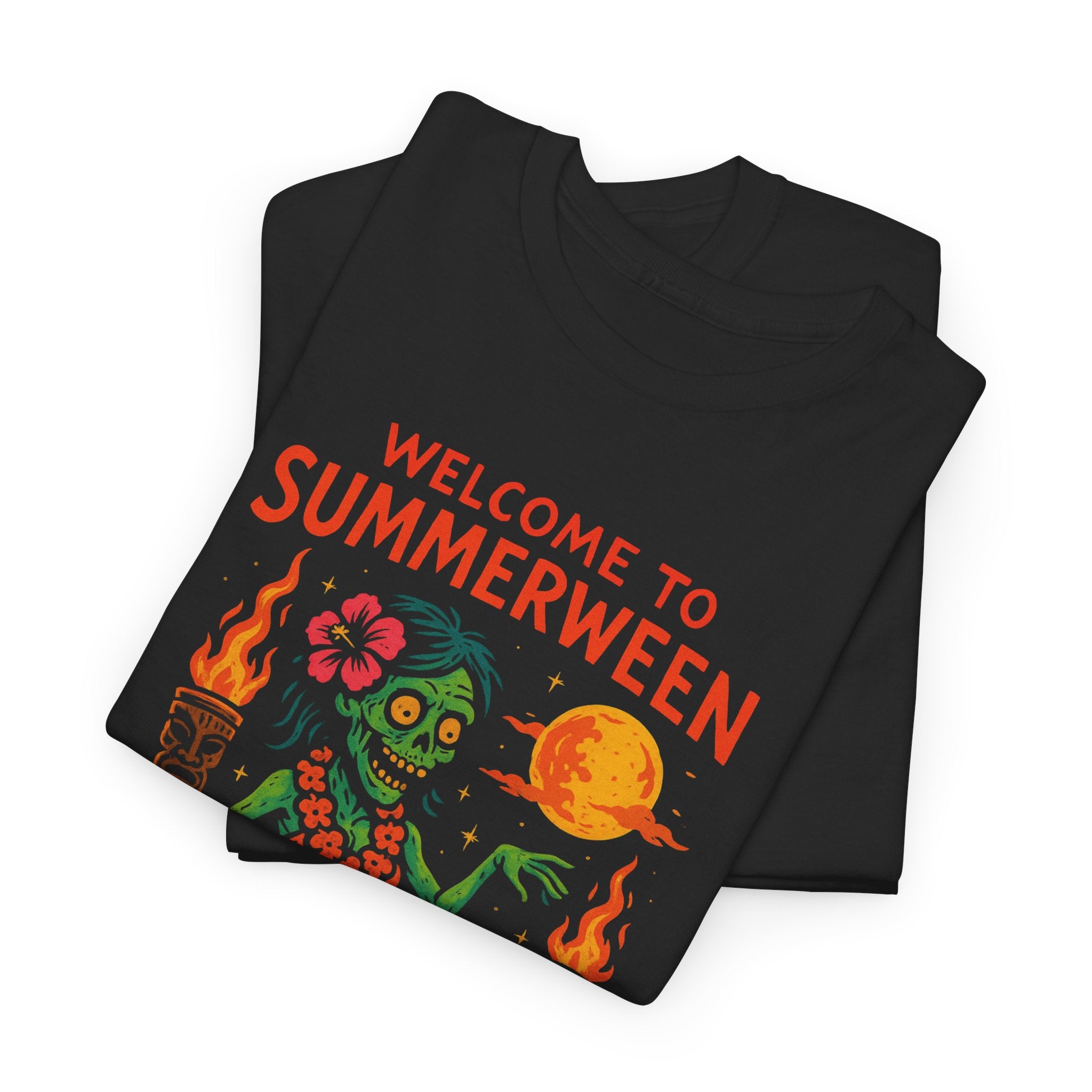Summerween Chillin’ and Thrillin’ T-Shirt – Funny Zombie Luau Shirt with Custom Option | Fun Halloween Shirt, Party Apparel, Summer Vibes, Unique Gift