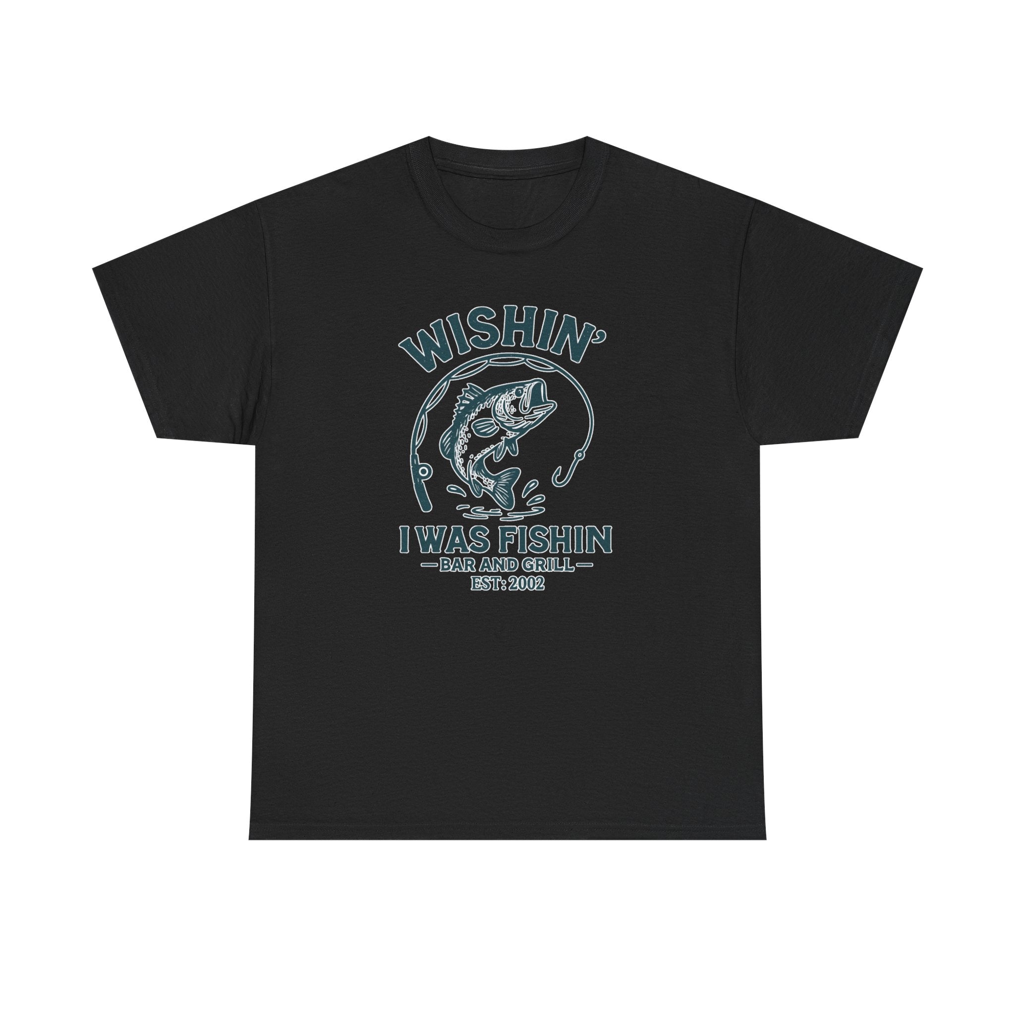 Wishin’ I Was Fishin’ Bar & Grill Tee – Funny Fishing Shirt – Custom “Est. YEAR” Gift