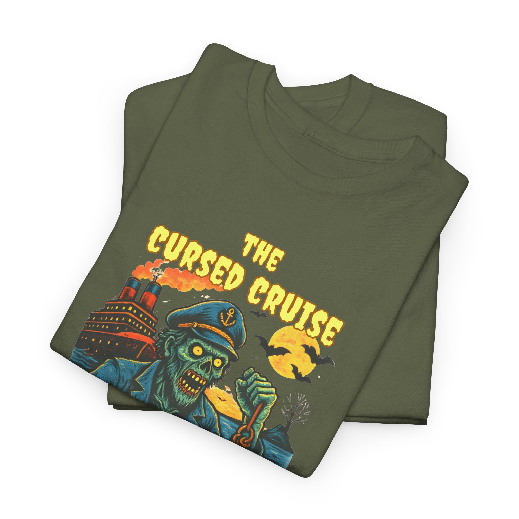 Cursed Cruise Graphic T-Shirt – Funny Horror Cruise Shirt with Custom Name & Year Halloween Tee, Unisex Horror Apparel, Spooky Gift, Horror Movie Shirt