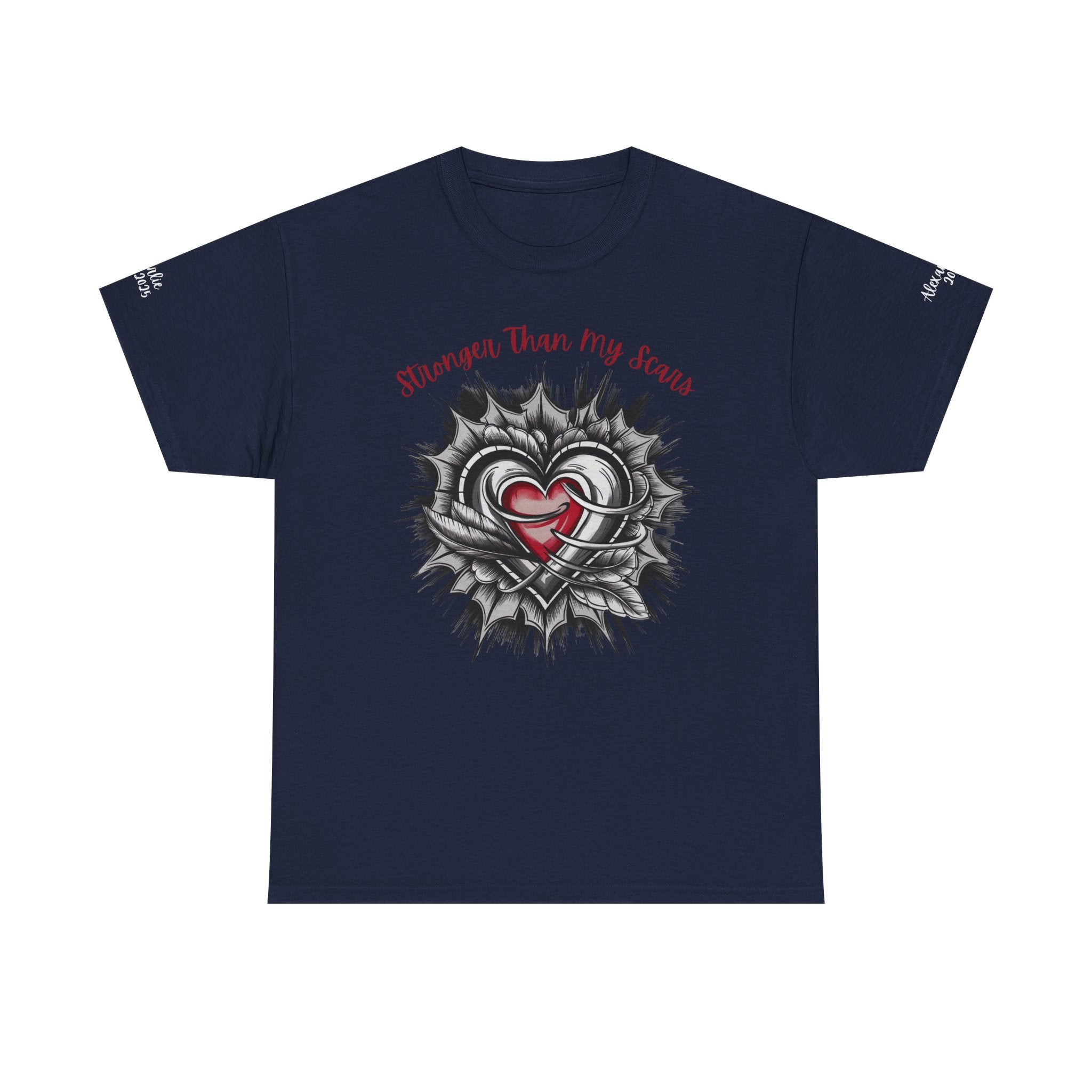 Personalized Heart Design, Customizable Sleeve Name, Date, Inspirational, Stronger than my Scars