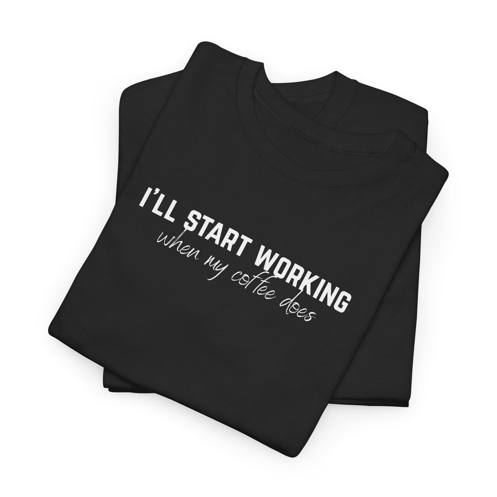 Funny Coffee Work Shirt for Women & Men | Custom Left Sleeve Year | Office T-Shirt Gift Idea