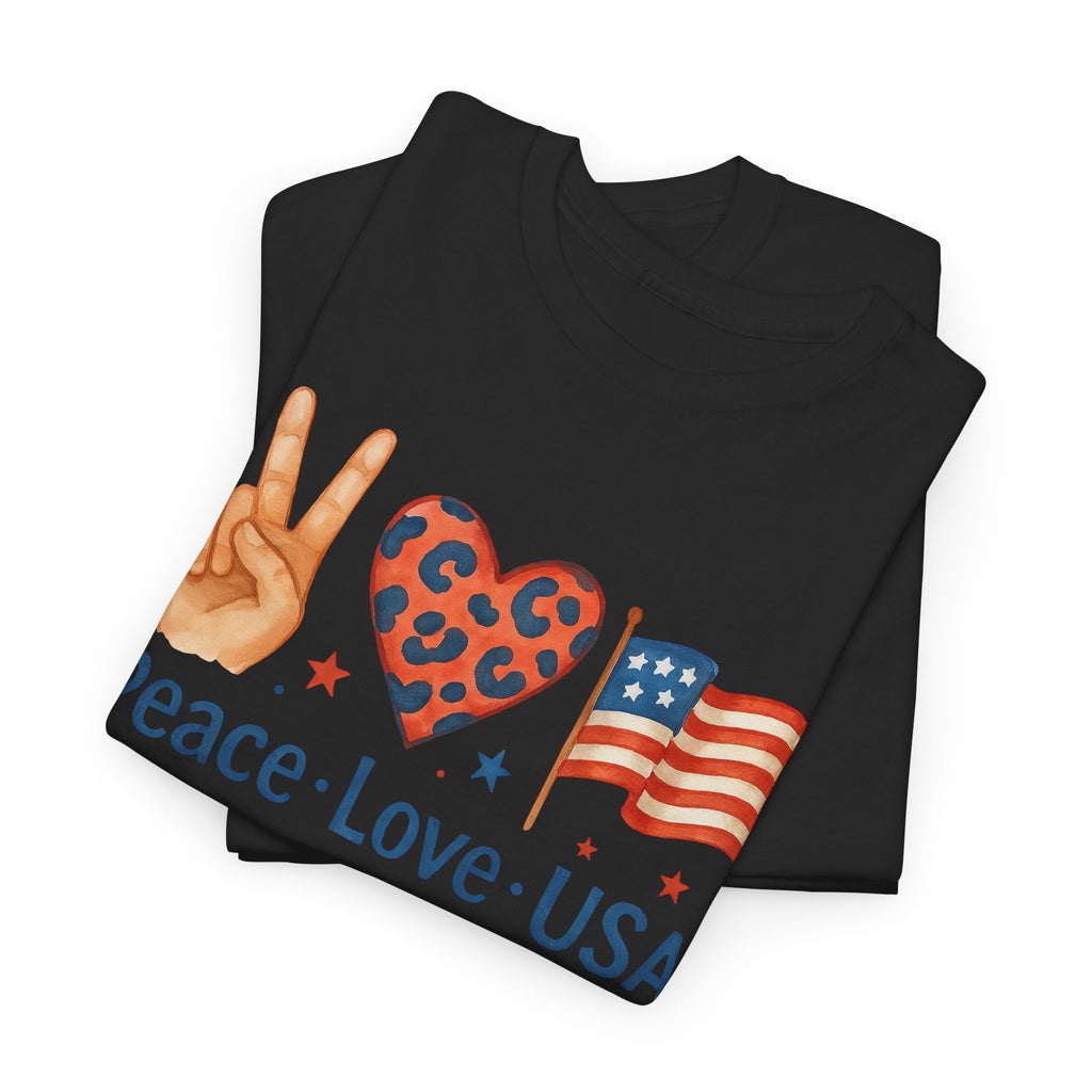 Peace Love USA Patriotic Watercolor Graphic 4th of July Shirt