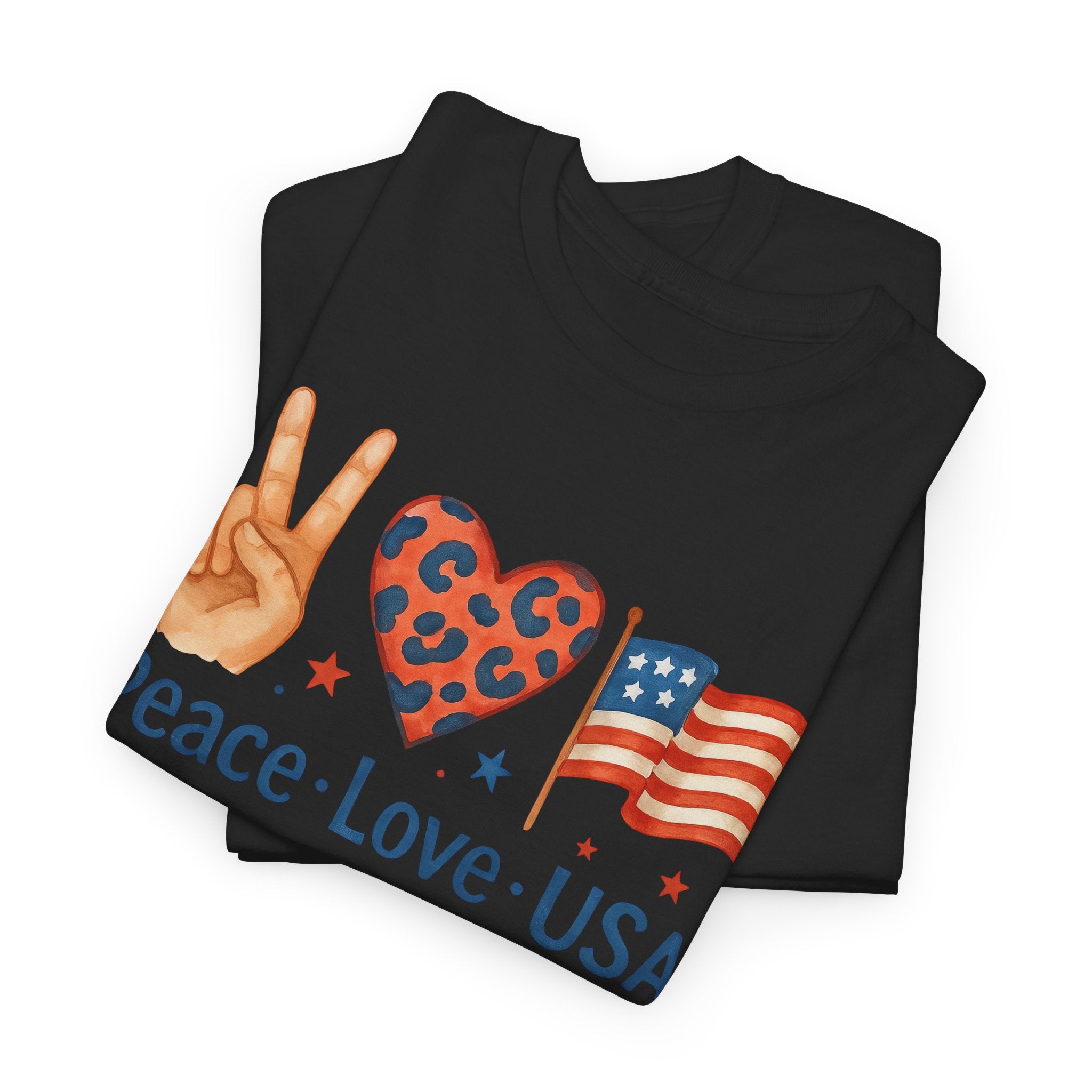 Peace Love USA Patriotic Watercolor Graphic 4th of July Shirt
