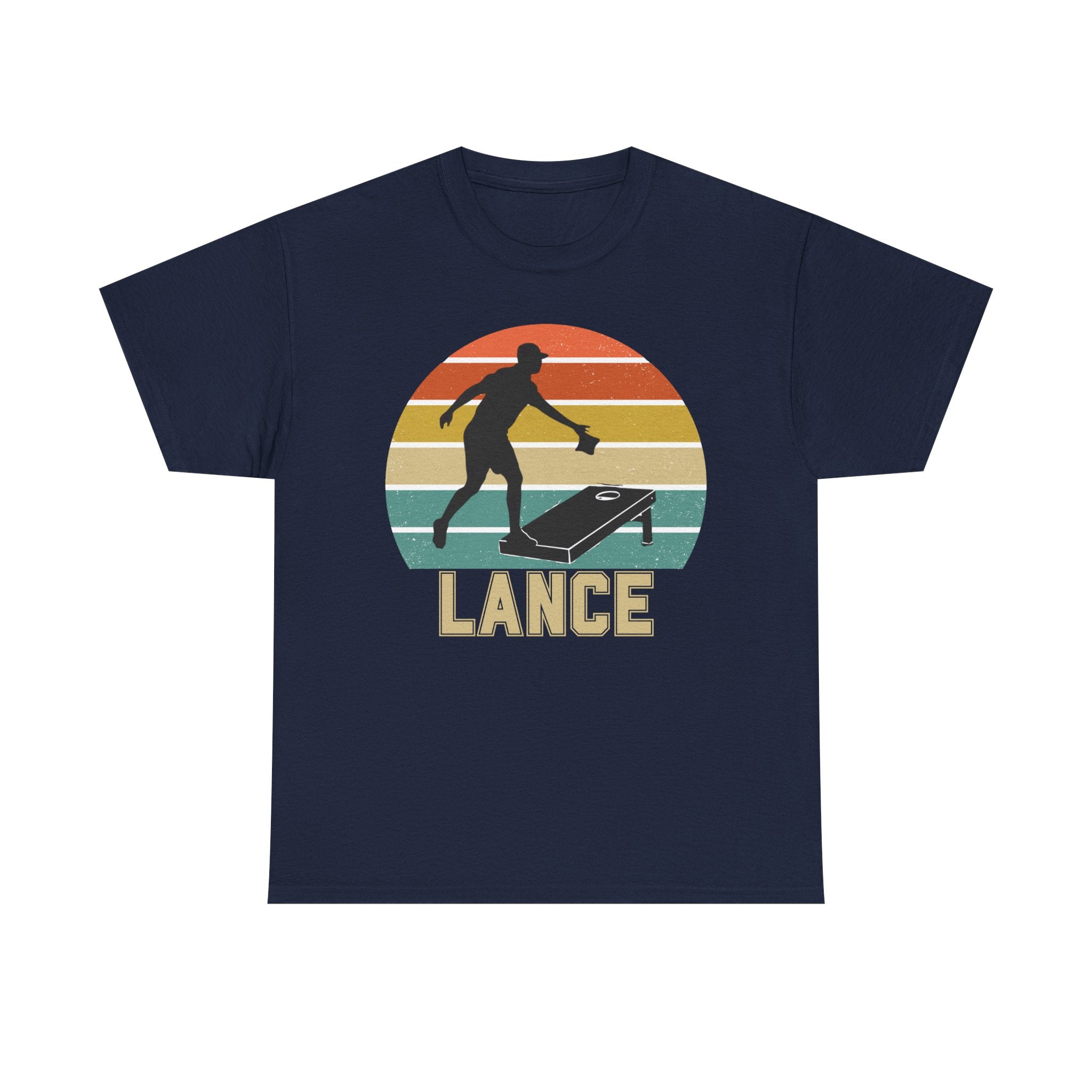 Personalized CornHole Tee Retro Sunset Design Add Custom Name Outdoor Lover Gift Get Together Shirt