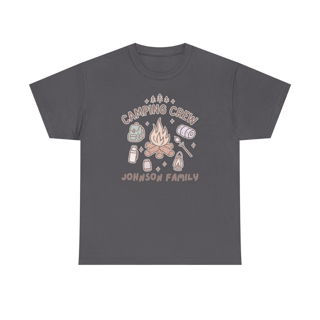 Camping Crew Shirt with Custom Family Name – Campfire Group Tee for Family Trip, Reunion, Outdoors
