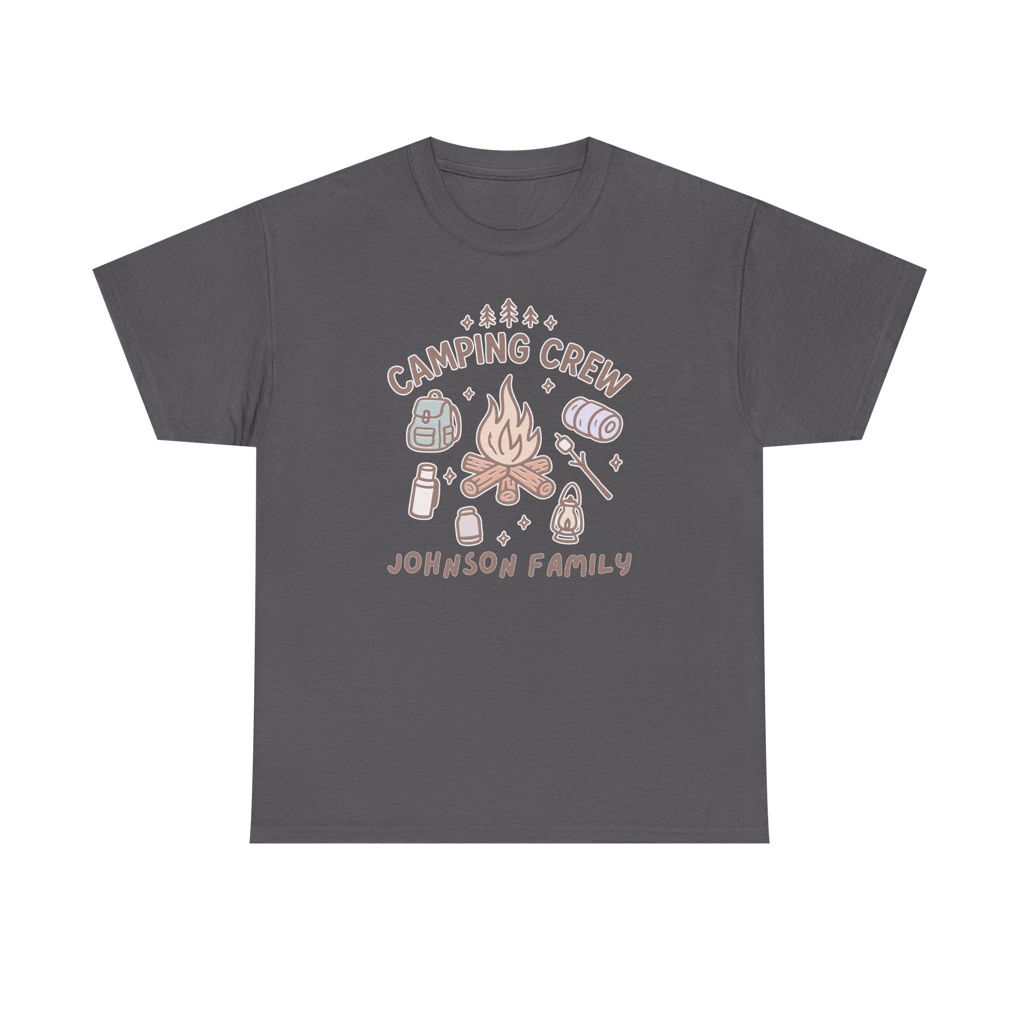 Camping Crew Shirt with Custom Family Name – Campfire Group Tee for Family Trip, Reunion, Outdoors