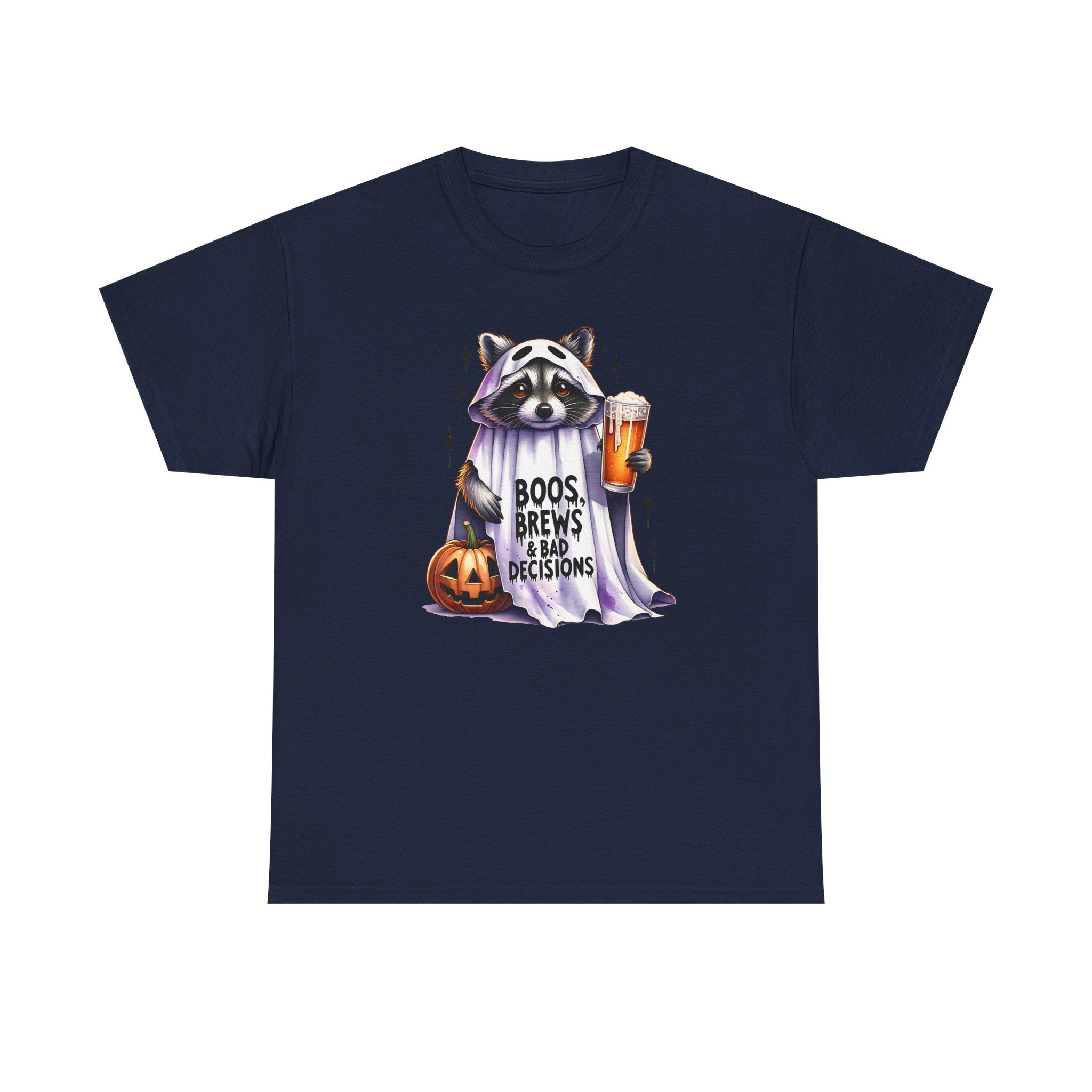 Halloween Raccoon Tee, Fun Unisex Heavy Cotton Shirt, Cute Animal Graphic Shirt, Fall Apparel for Parties, Halloween Costume Top