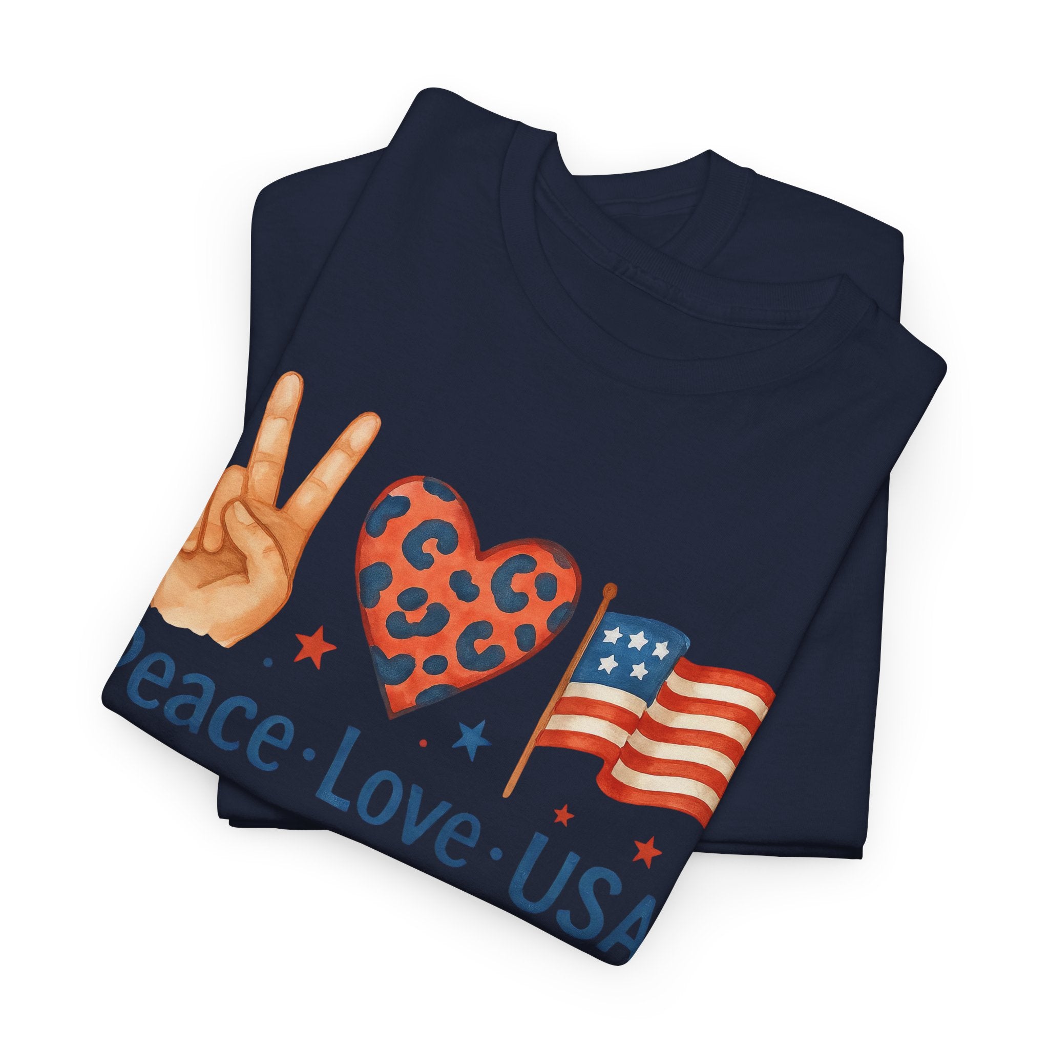 Peace Love USA Patriotic Watercolor Graphic 4th of July Shirt