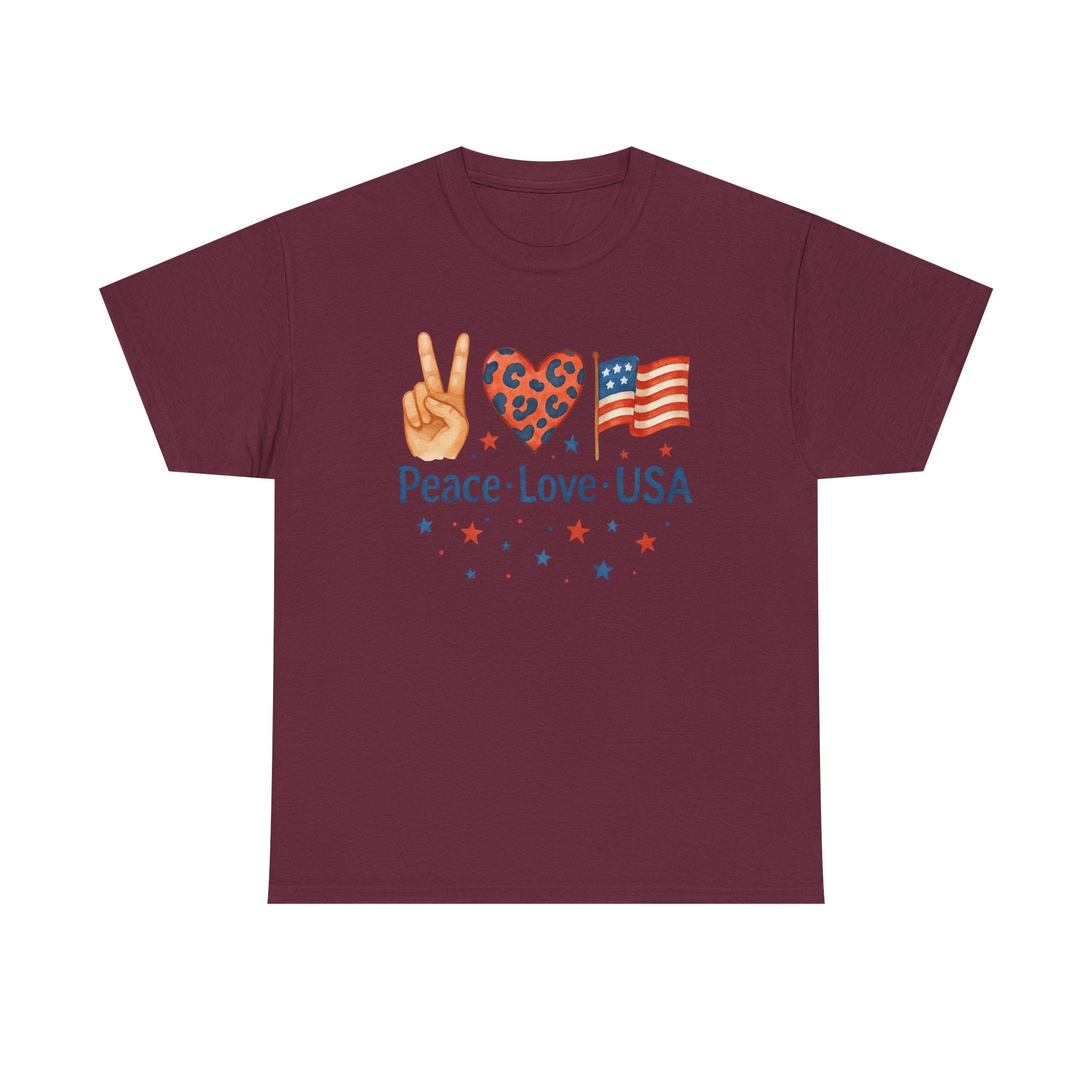 Peace Love USA Patriotic Watercolor Graphic 4th of July Shirt