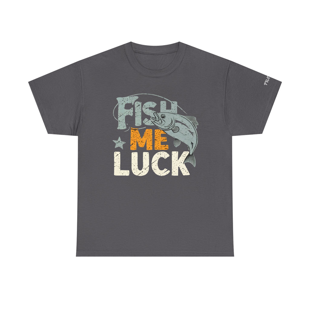 Personalized Fishing T-Shirt Custom Sleeve "Fish Me Luck" Funny Fisherman for Anglers Outdoor Enthusiasts