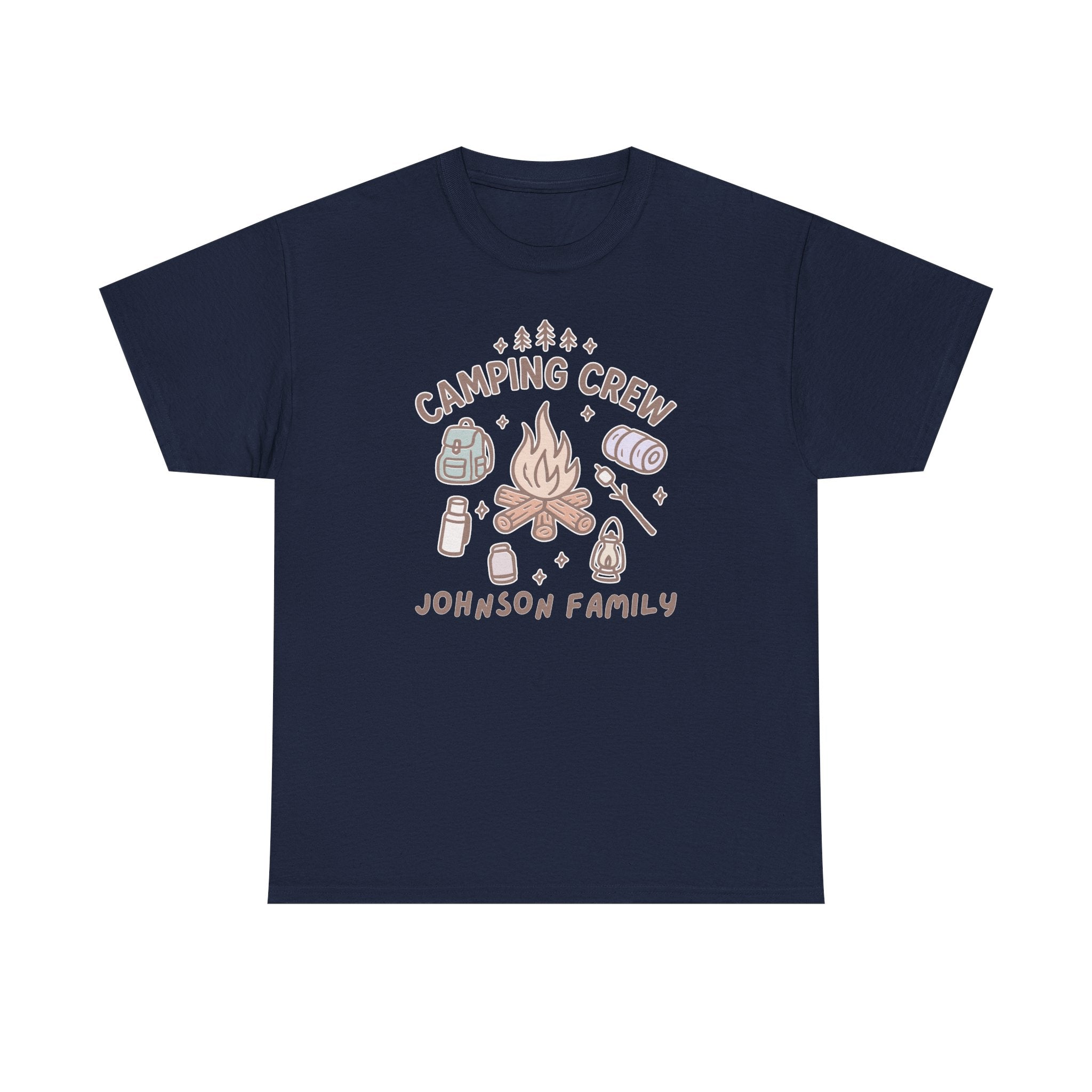 Camping Crew Shirt with Custom Family Name – Campfire Group Tee for Family Trip, Reunion, Outdoors