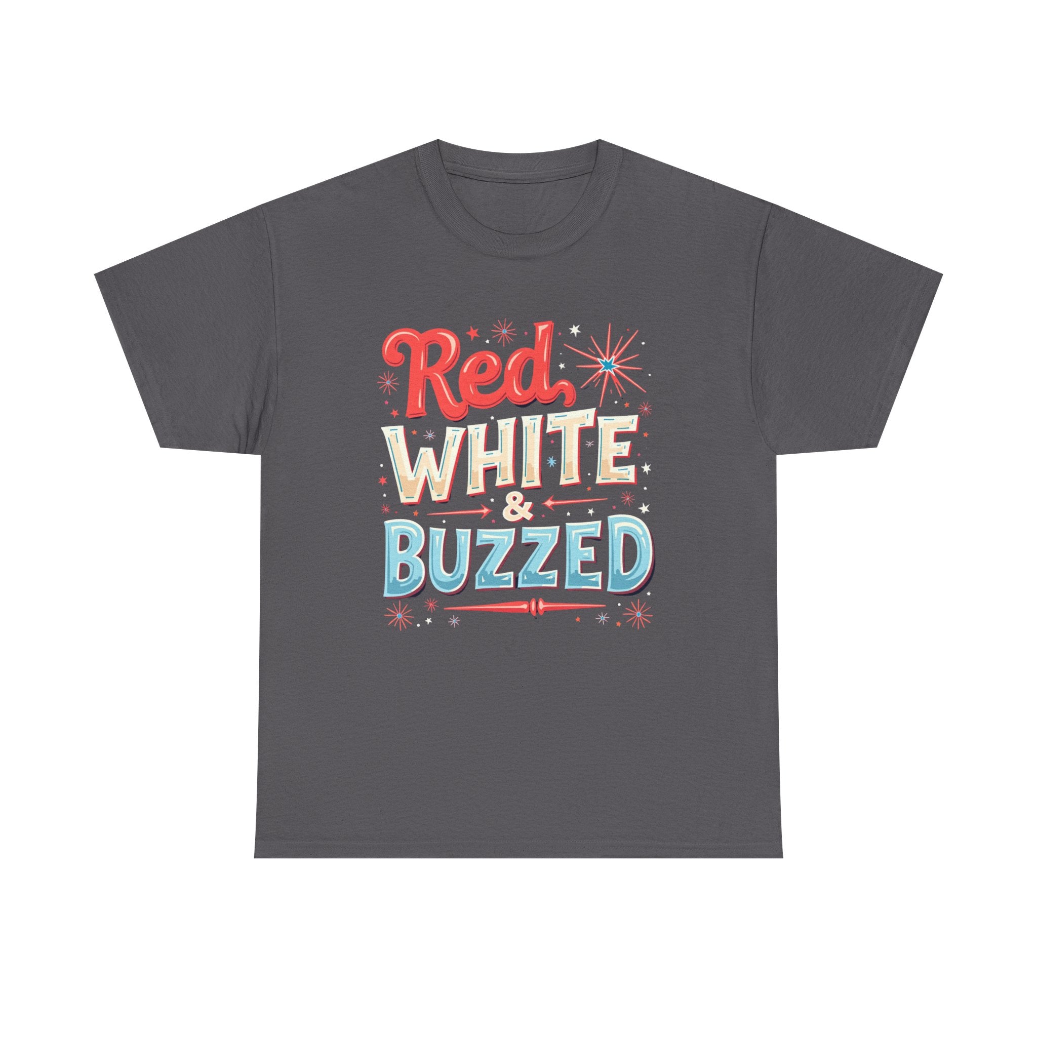 Red, White & Buzzed Unisex Cotton Tee for 4th of July Celebrations, Patriotic T-Shirt, Casual Summer Wear, Party Outfit, Gifts for Him/Her