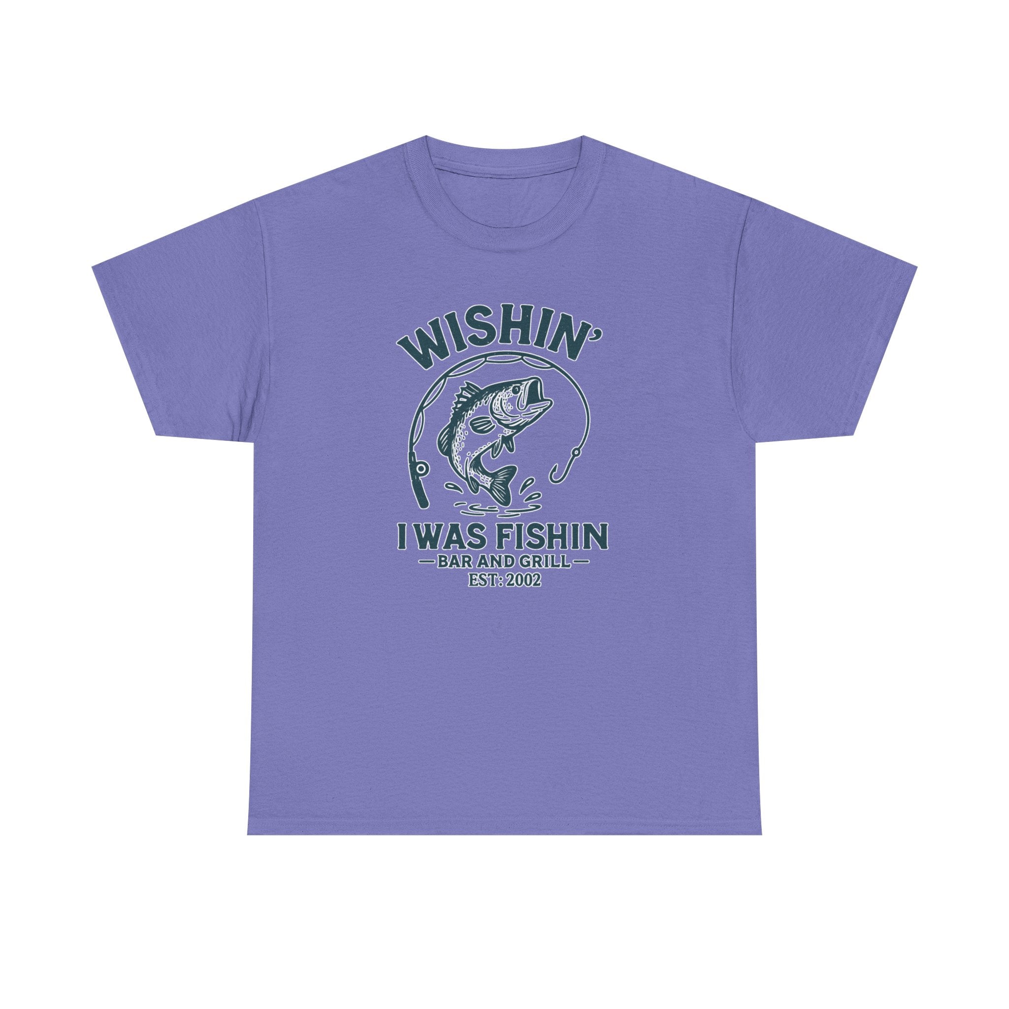 Wishin’ I Was Fishin’ Bar & Grill Tee – Funny Fishing Shirt – Custom “Est. YEAR” Gift