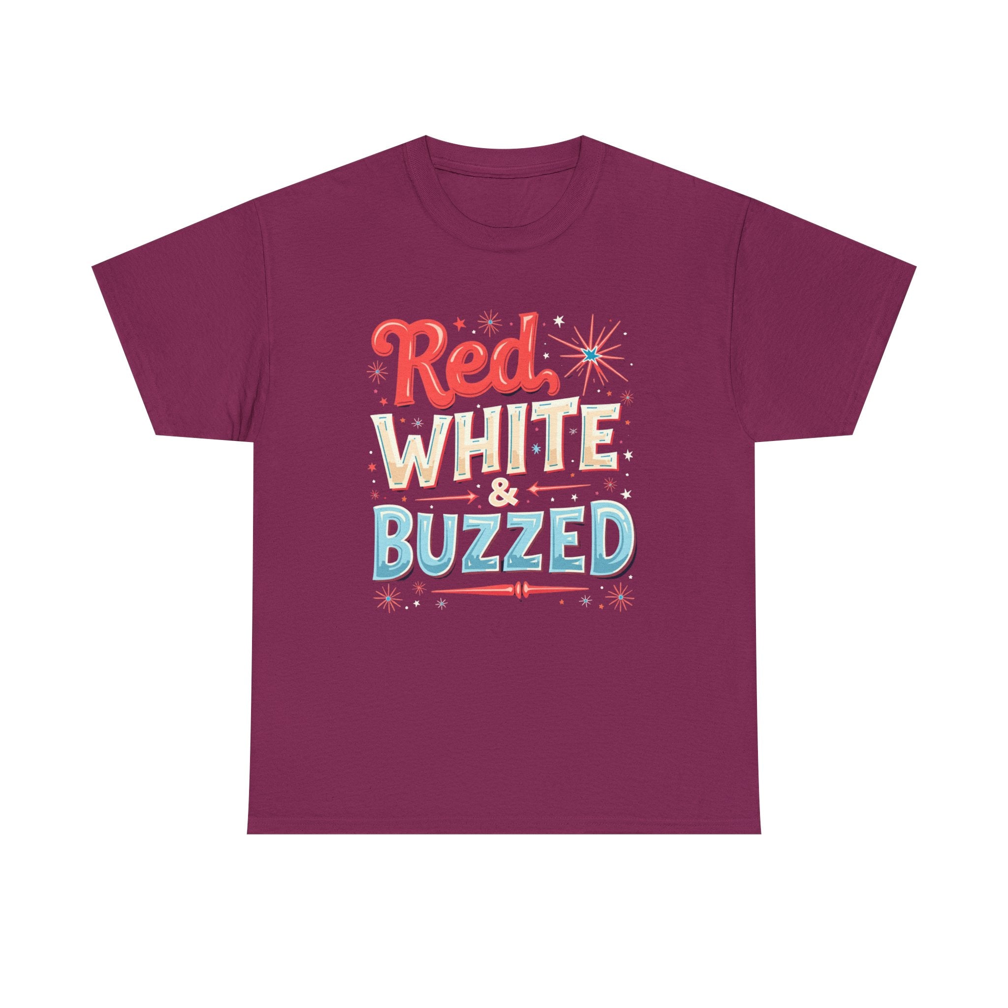 Red, White & Buzzed Unisex Cotton Tee for 4th of July Celebrations, Patriotic T-Shirt, Casual Summer Wear, Party Outfit, Gifts for Him/Her