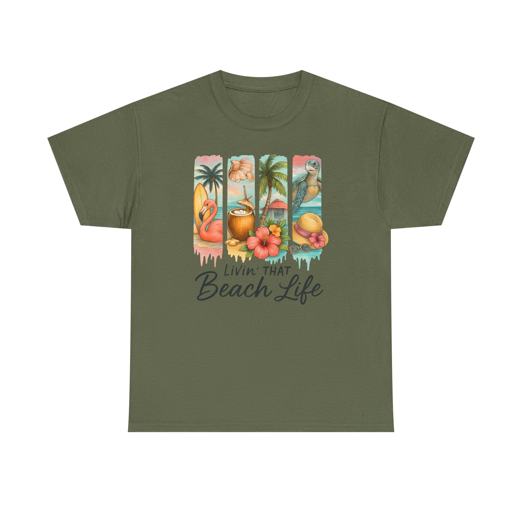 Beach Life Unisex Heavy Cotton Tee, Casual Summer Shirt, Beach Vibes Tee, Vacation Apparel, Gift for Beach Lovers