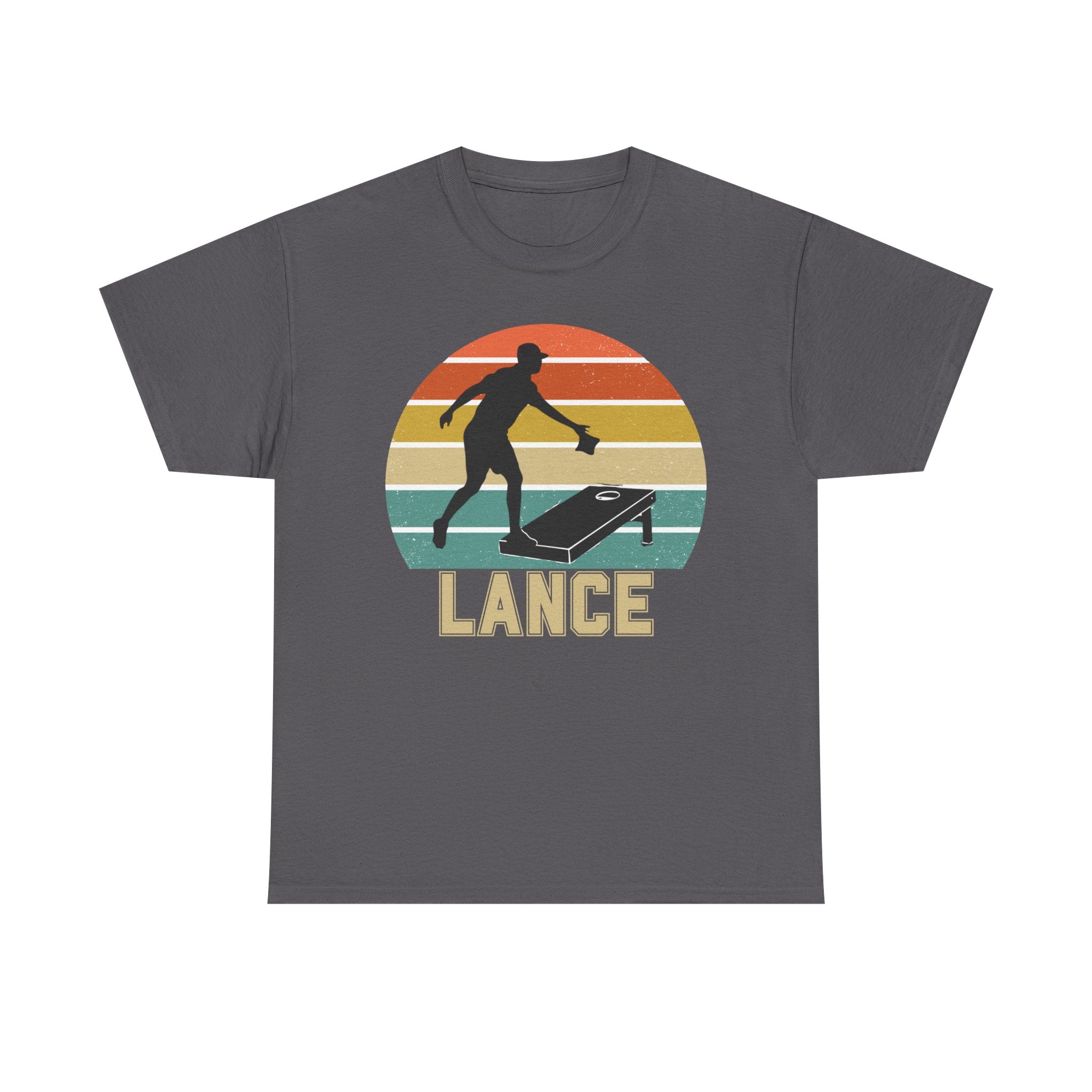 Personalized CornHole Tee Retro Sunset Design Add Custom Name Outdoor Lover Gift Get Together Shirt