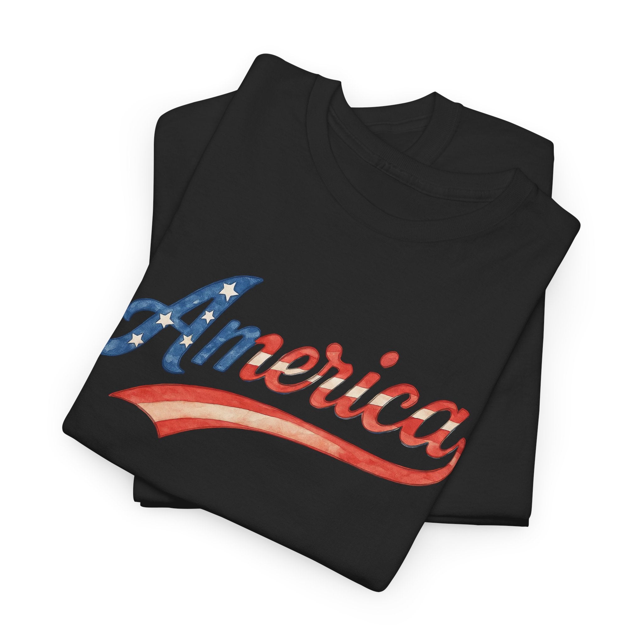 America Script Retro Patriotic Red White Blue USA Graphic Tee Family 4th or Independence Day