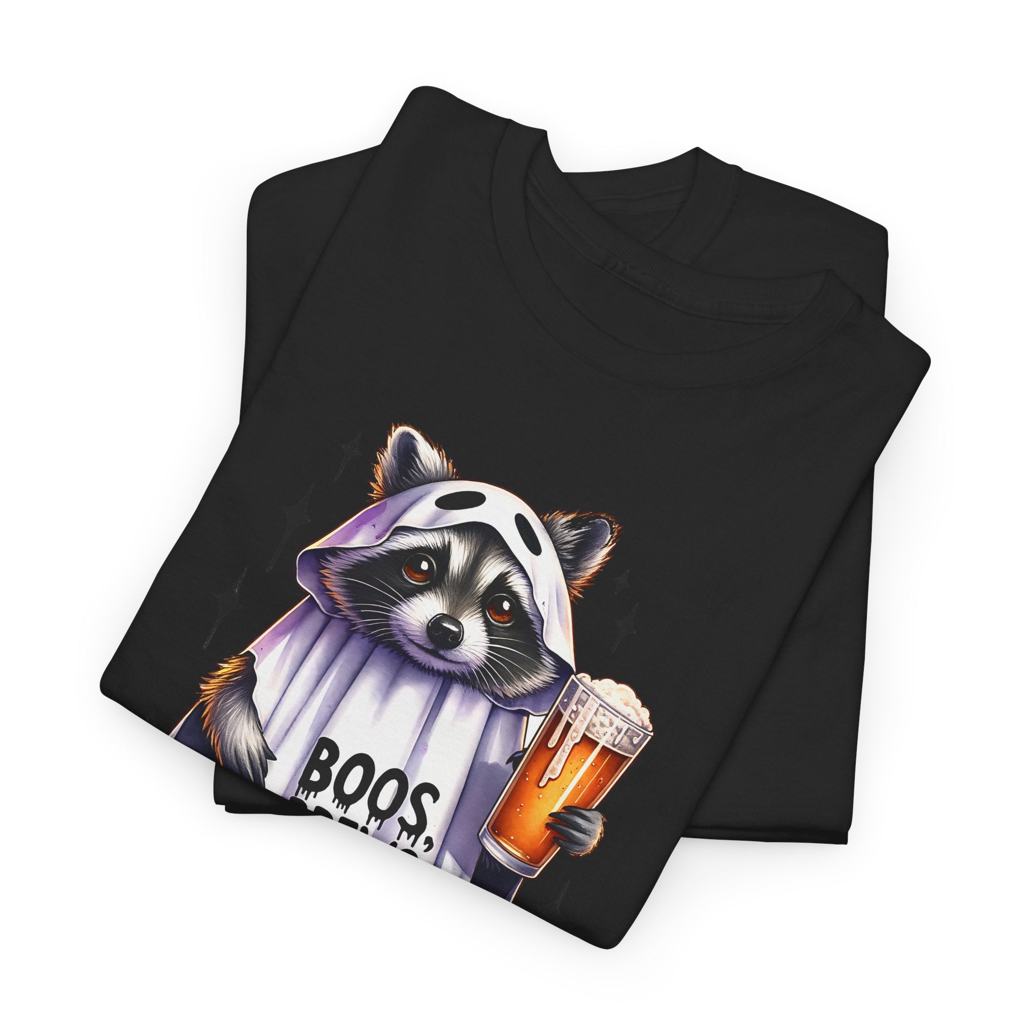 Halloween Raccoon Tee, Fun Unisex Heavy Cotton Shirt, Cute Animal Graphic Shirt, Fall Apparel for Parties, Halloween Costume Top