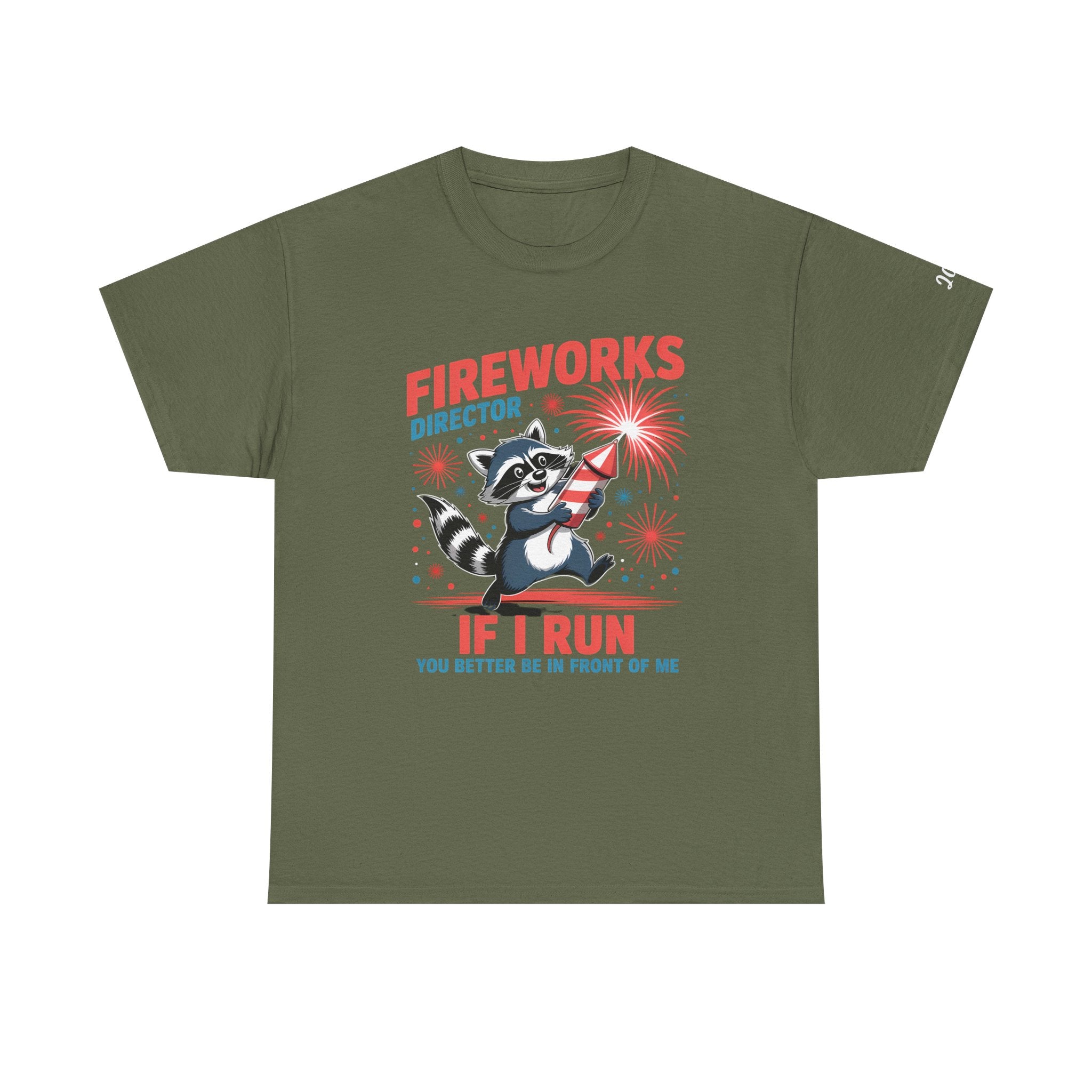 Fireworks Director Shirt – Funny Raccoon If I Run Be In Front of Me Tee with Custom Year on Sleeve