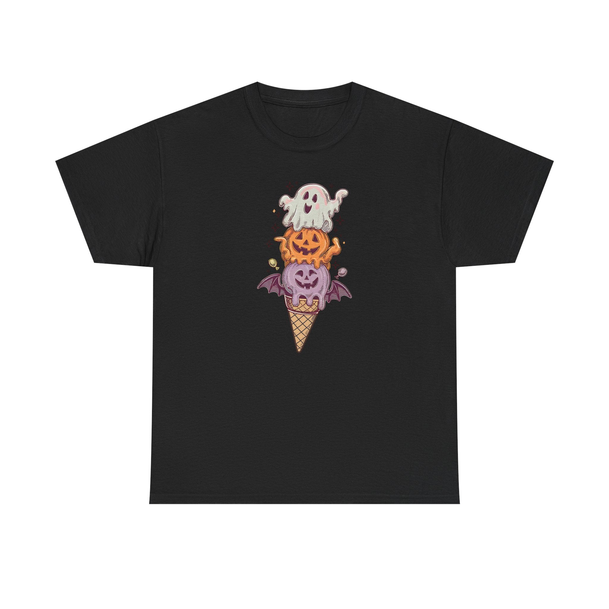 Halloween Ghostly Ice Cream Unisex Tee, Spooky Shirt, Fall Apparel, Trick-or-Treat Outfit, Haunted House Party Wear