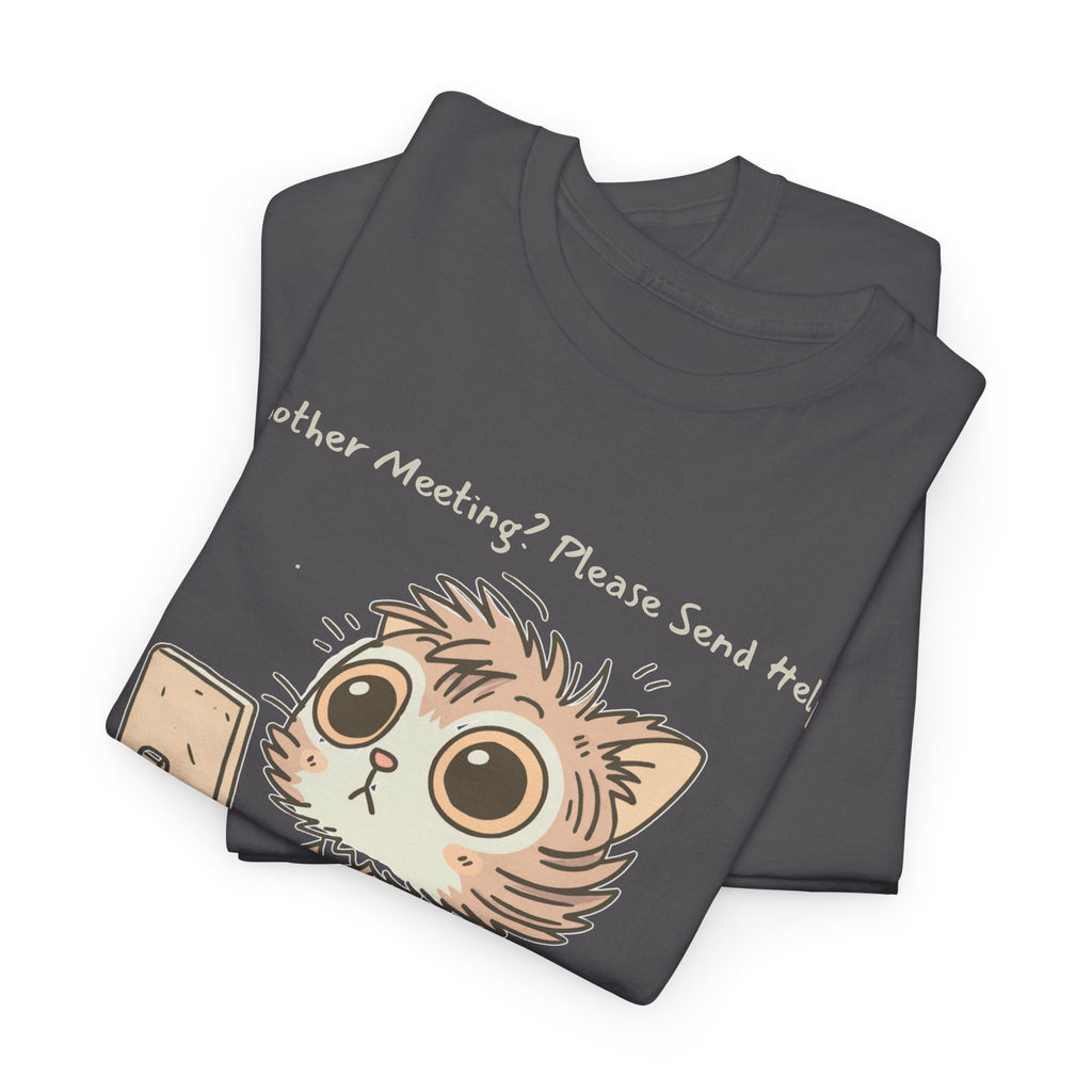 Funny Zoom Cat Shirt – “Another Meeting? Please Send Help!” Work from Home Tee
