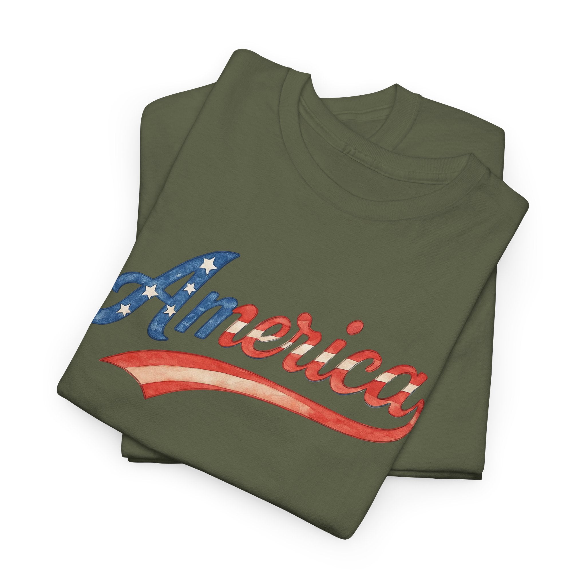 America Script Retro Patriotic Red White Blue USA Graphic Tee Family 4th or Independence Day