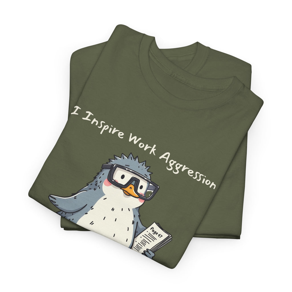 Funny Penguin T-Shirt | "I Inspire Work Aggression" | Sarcastic Office Humor Gift