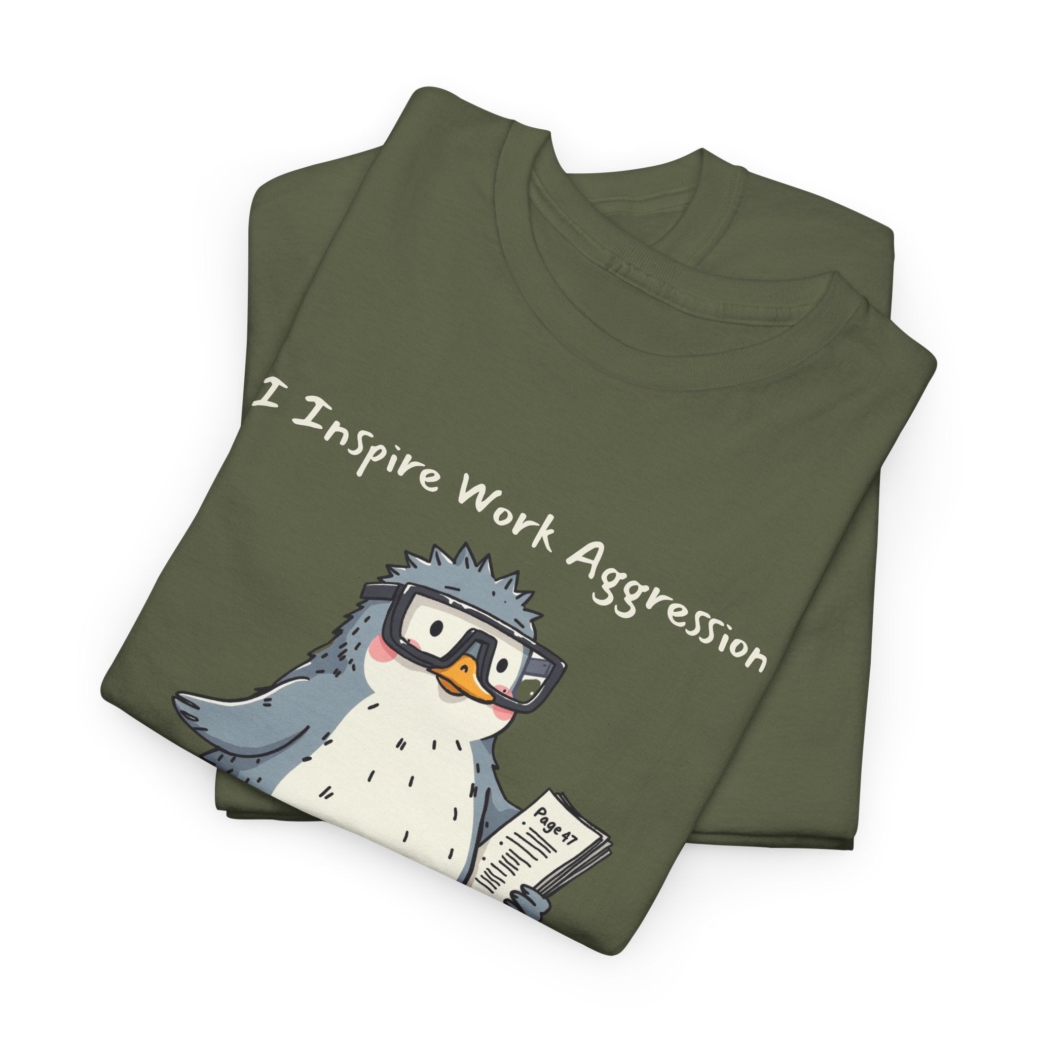 Funny Penguin T-Shirt | "I Inspire Work Aggression" | Sarcastic Office Humor Gift