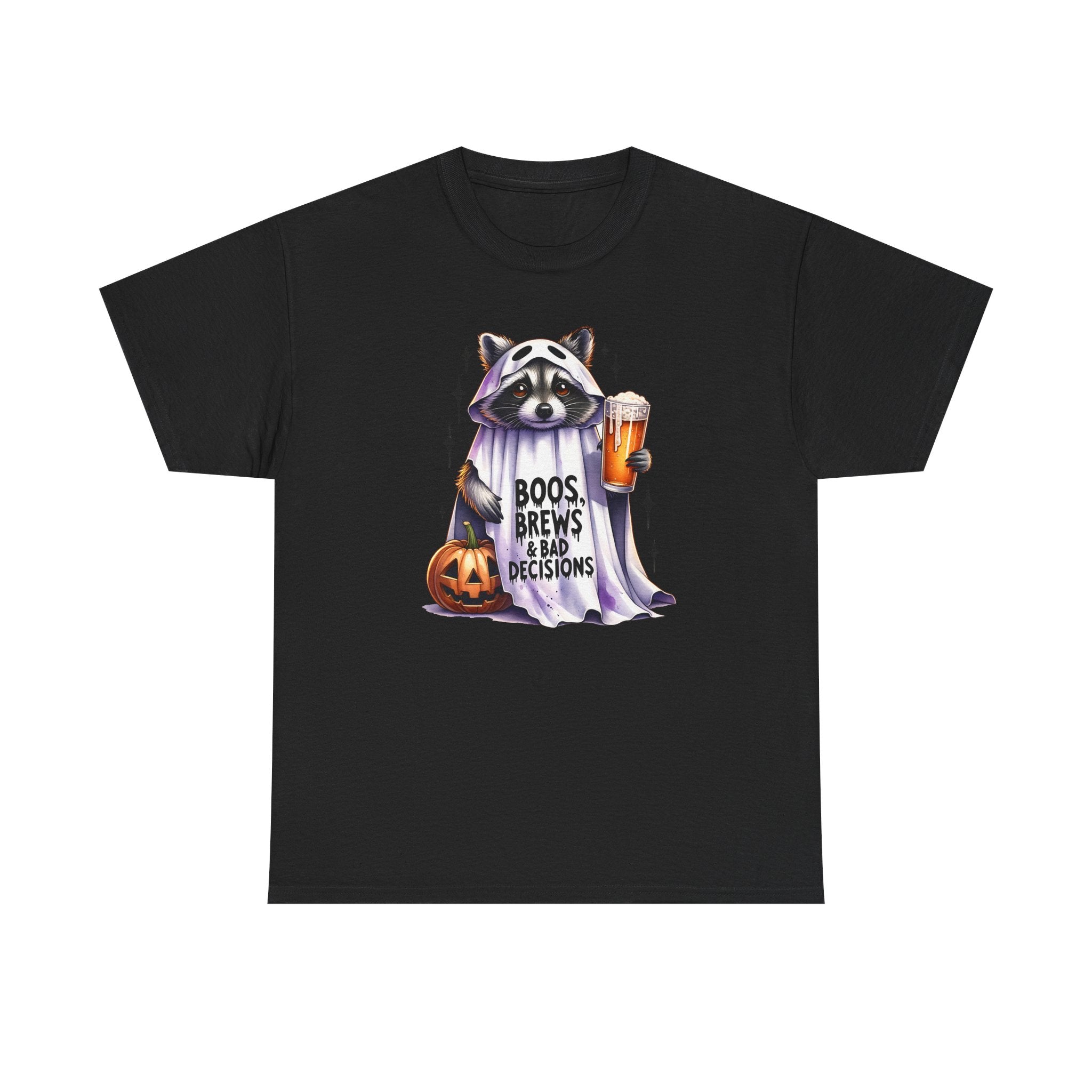 Halloween Raccoon Tee, Fun Unisex Heavy Cotton Shirt, Cute Animal Graphic Shirt, Fall Apparel for Parties, Halloween Costume Top