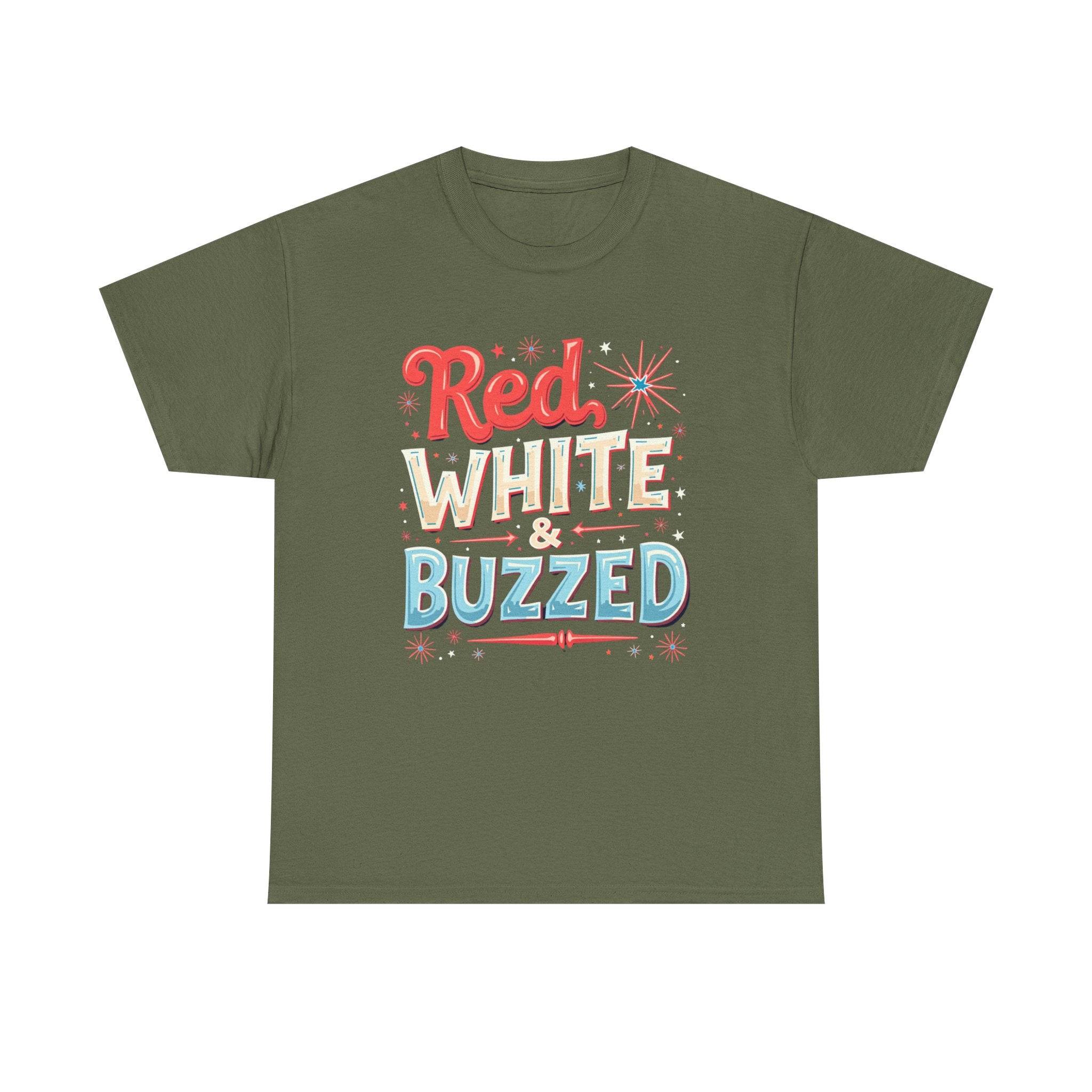 Red, White & Buzzed Unisex Cotton Tee for 4th of July Celebrations, Patriotic T-Shirt, Casual Summer Wear, Party Outfit, Gifts for Him/Her