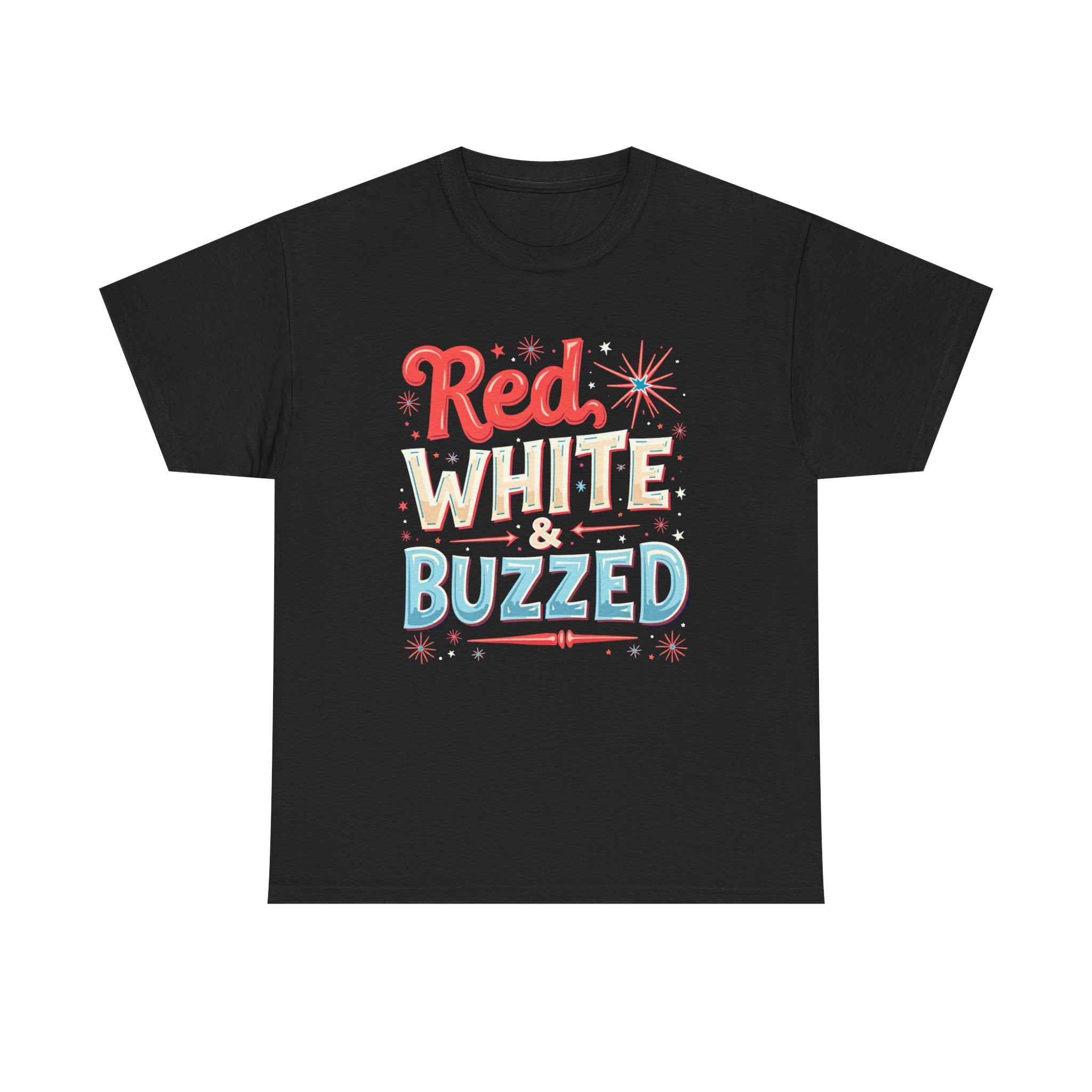 Red, White & Buzzed Unisex Cotton Tee for 4th of July Celebrations, Patriotic T-Shirt, Casual Summer Wear, Party Outfit, Gifts for Him/Her