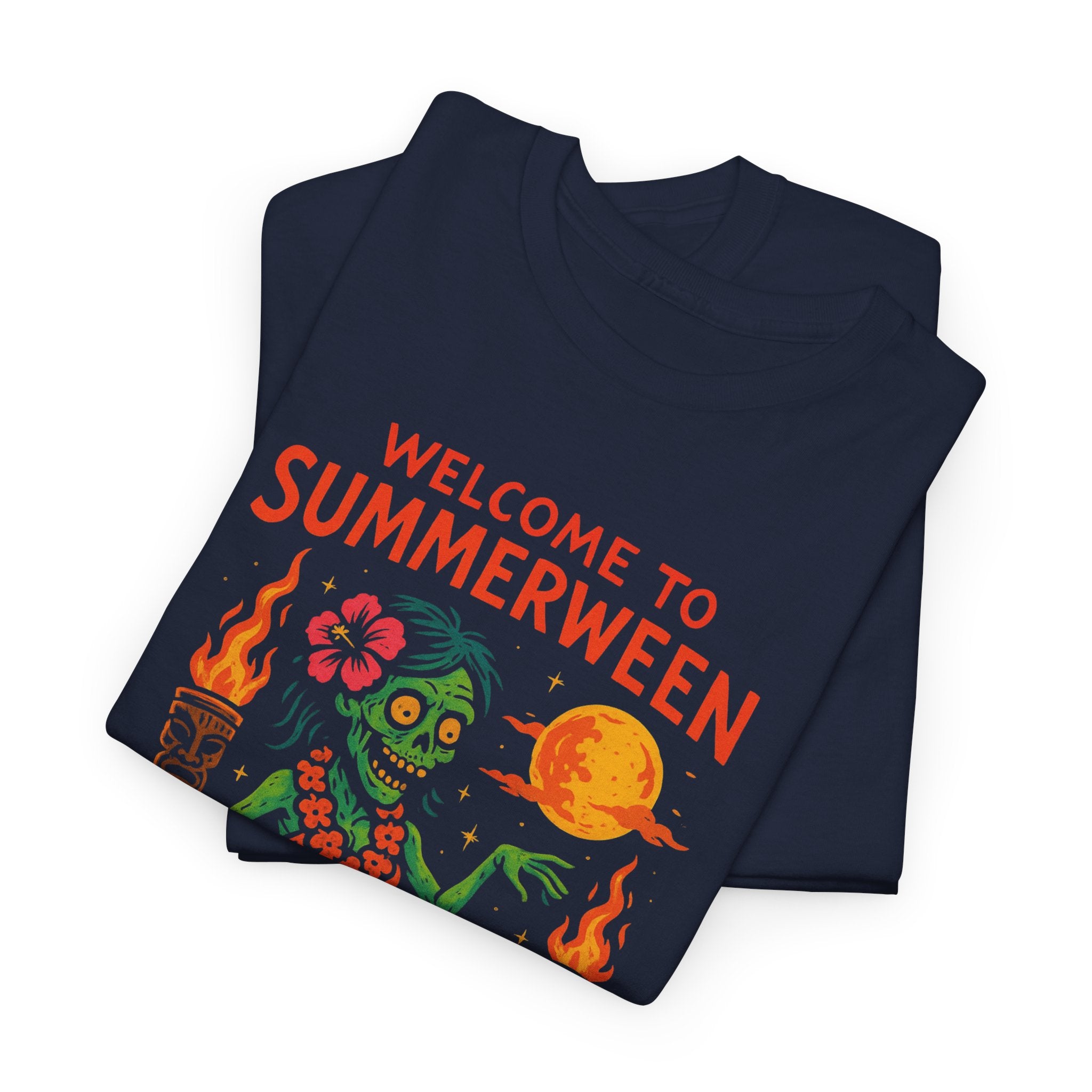 Summerween Chillin’ and Thrillin’ T-Shirt – Funny Zombie Luau Shirt with Custom Option | Fun Halloween Shirt, Party Apparel, Summer Vibes, Unique Gift