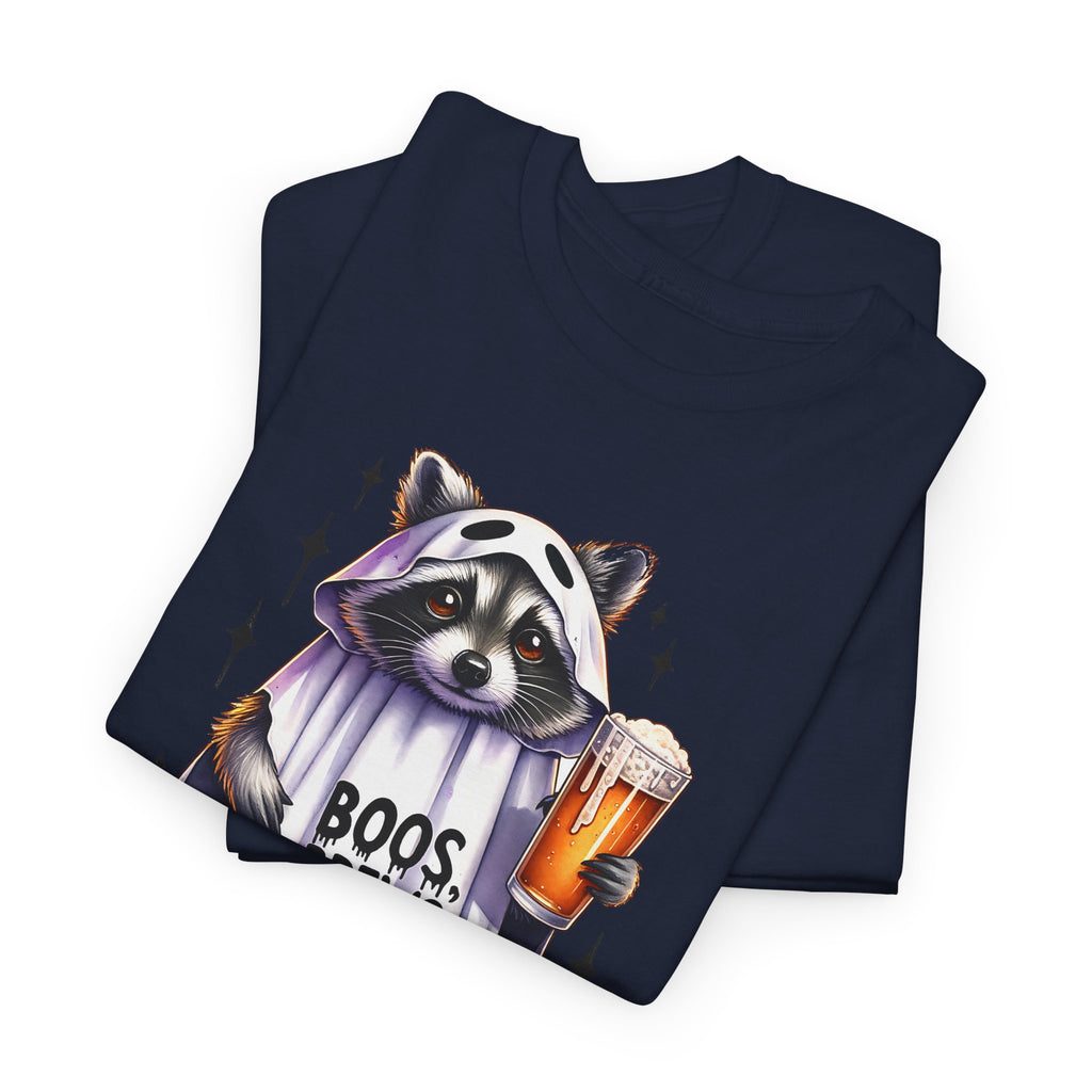 Halloween Raccoon Tee, Fun Unisex Heavy Cotton Shirt, Cute Animal Graphic Shirt, Fall Apparel for Parties, Halloween Costume Top