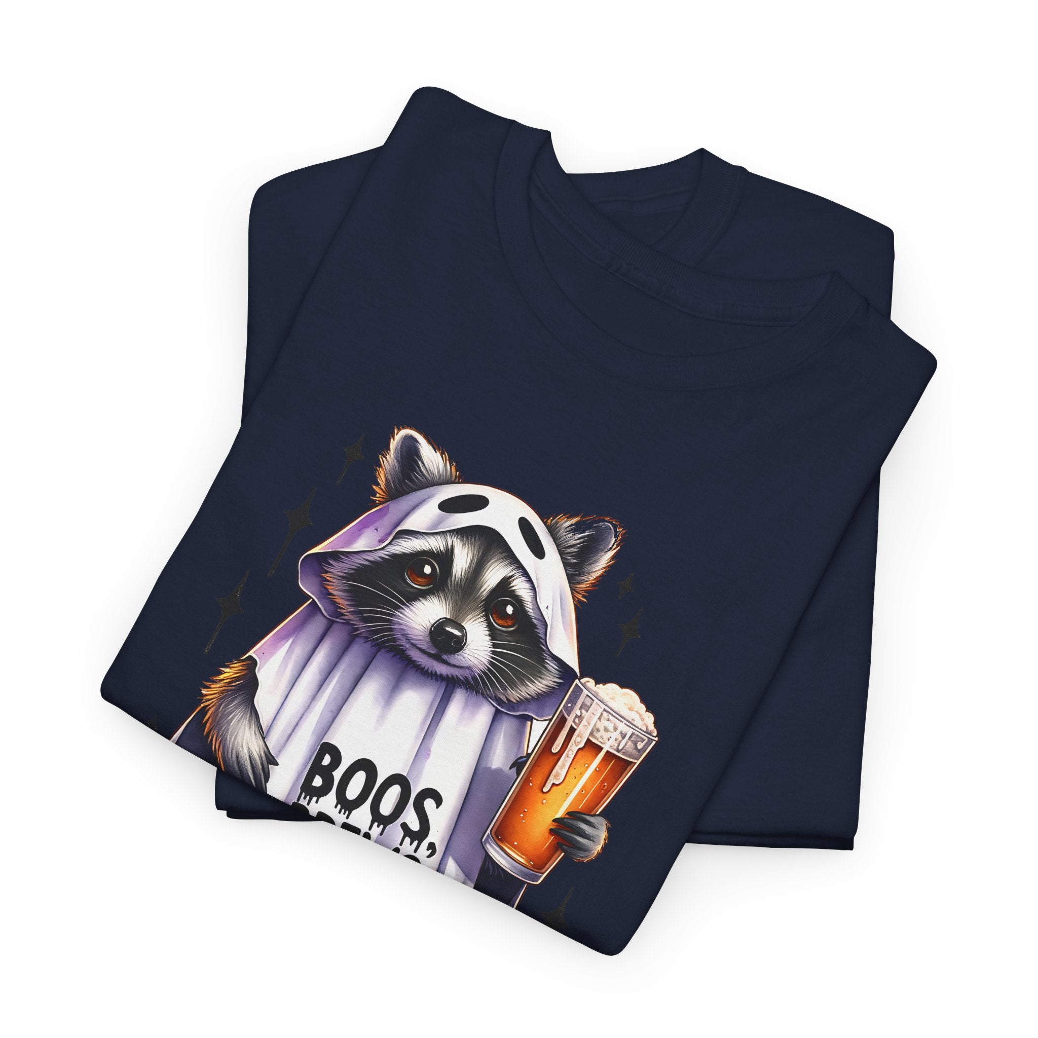 Halloween Raccoon Tee, Fun Unisex Heavy Cotton Shirt, Cute Animal Graphic Shirt, Fall Apparel for Parties, Halloween Costume Top