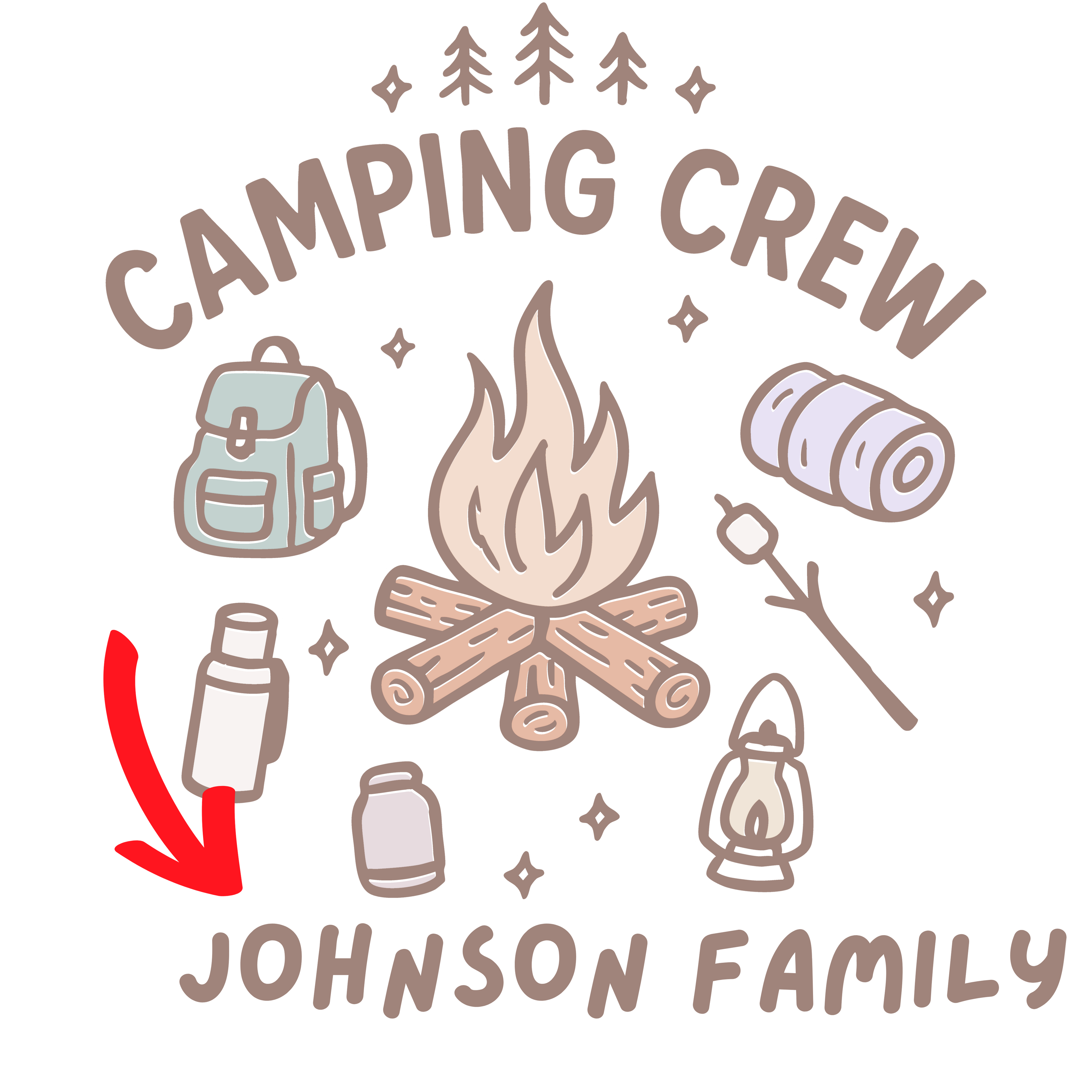 Camping Crew Shirt with Custom Family Name – Campfire Group Tee for Family Trip, Reunion, Outdoors