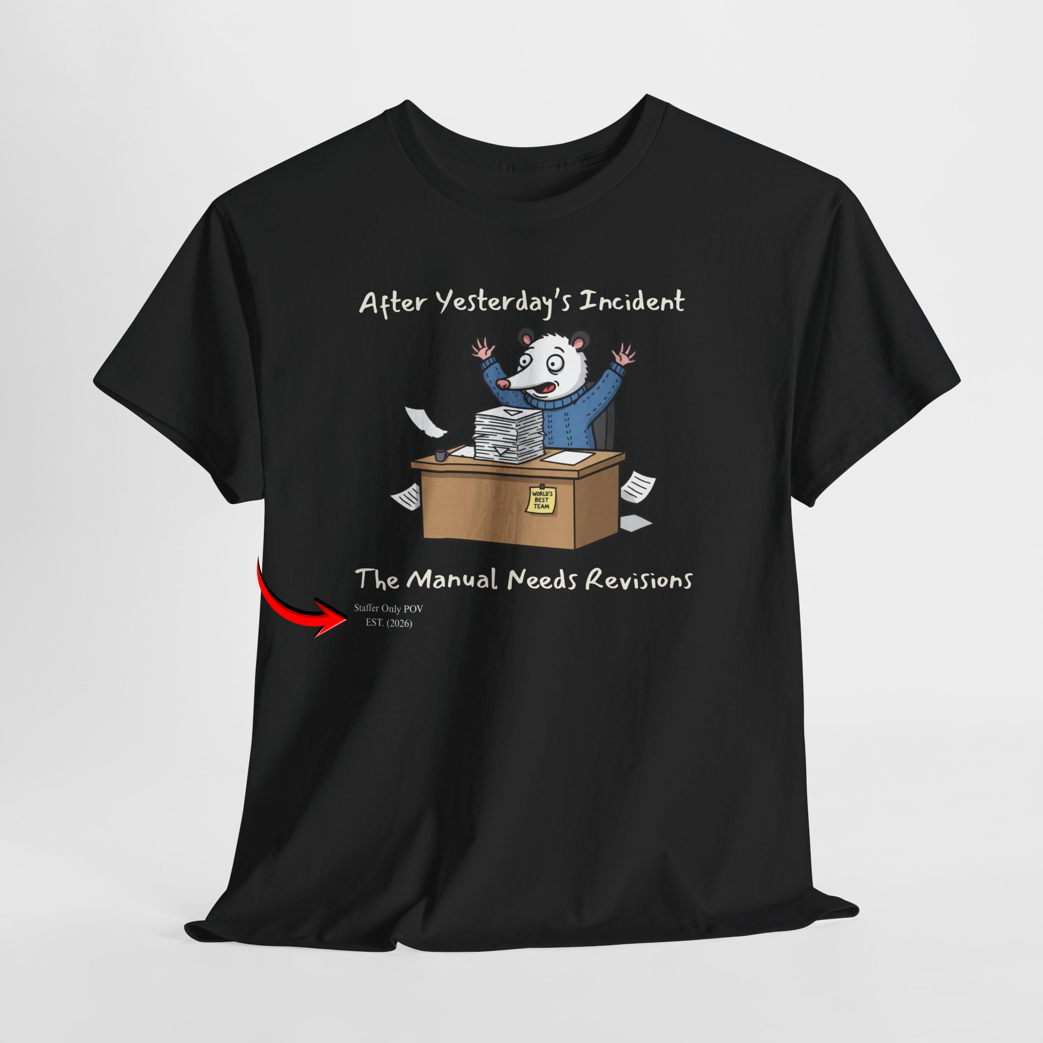 After Yesterday’s Incident, The Manual Needs Revisions – Funny Possum Office Staffer POV Work Shirt