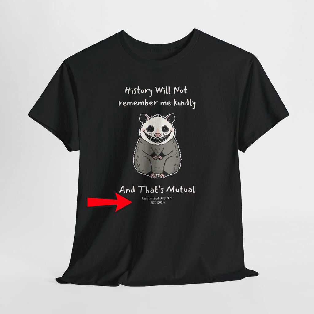Sarcastic Possum Tee | History Will Not Remember Me Kindly Weekend Unsupervised POV Custom Year