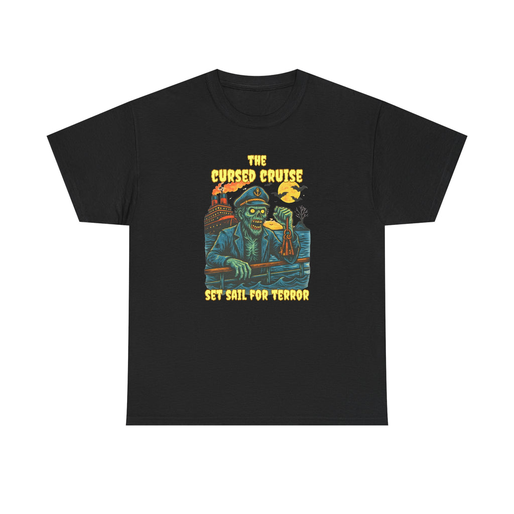 Cursed Cruise Graphic T-Shirt – Funny Horror Cruise Shirt with Custom Name & Year Halloween Tee, Unisex Horror Apparel, Spooky Gift, Horror Movie Shirt