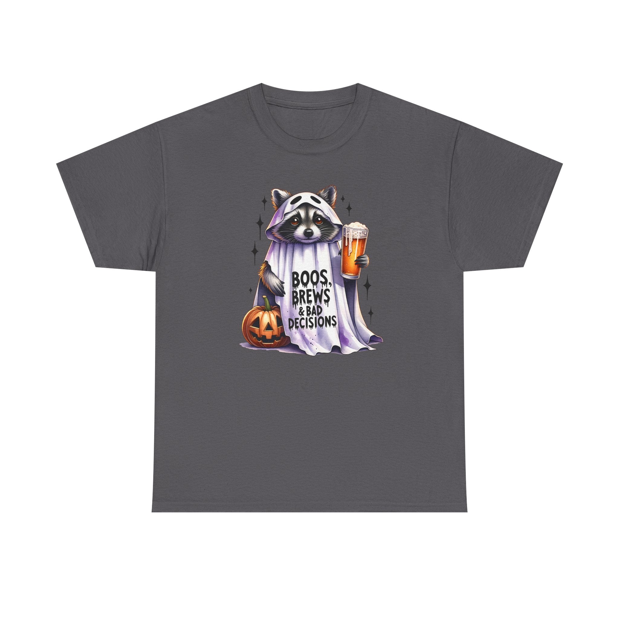 Halloween Raccoon Tee, Fun Unisex Heavy Cotton Shirt, Cute Animal Graphic Shirt, Fall Apparel for Parties, Halloween Costume Top