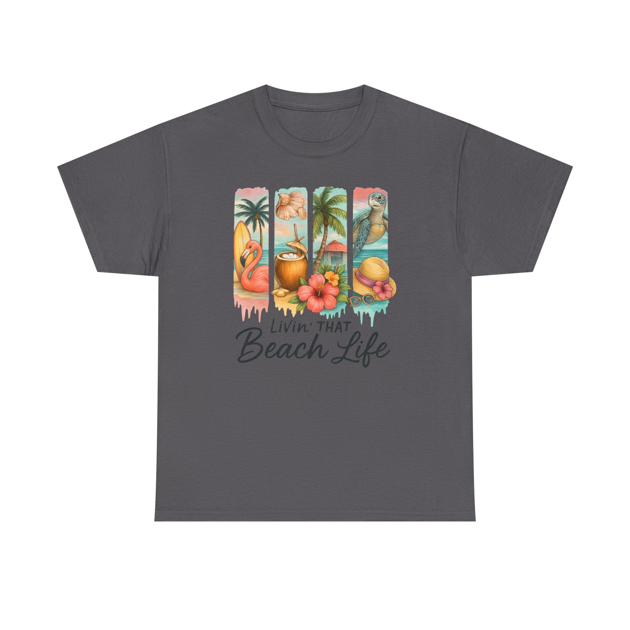 Beach Life Unisex Heavy Cotton Tee, Casual Summer Shirt, Beach Vibes Tee, Vacation Apparel, Gift for Beach Lovers